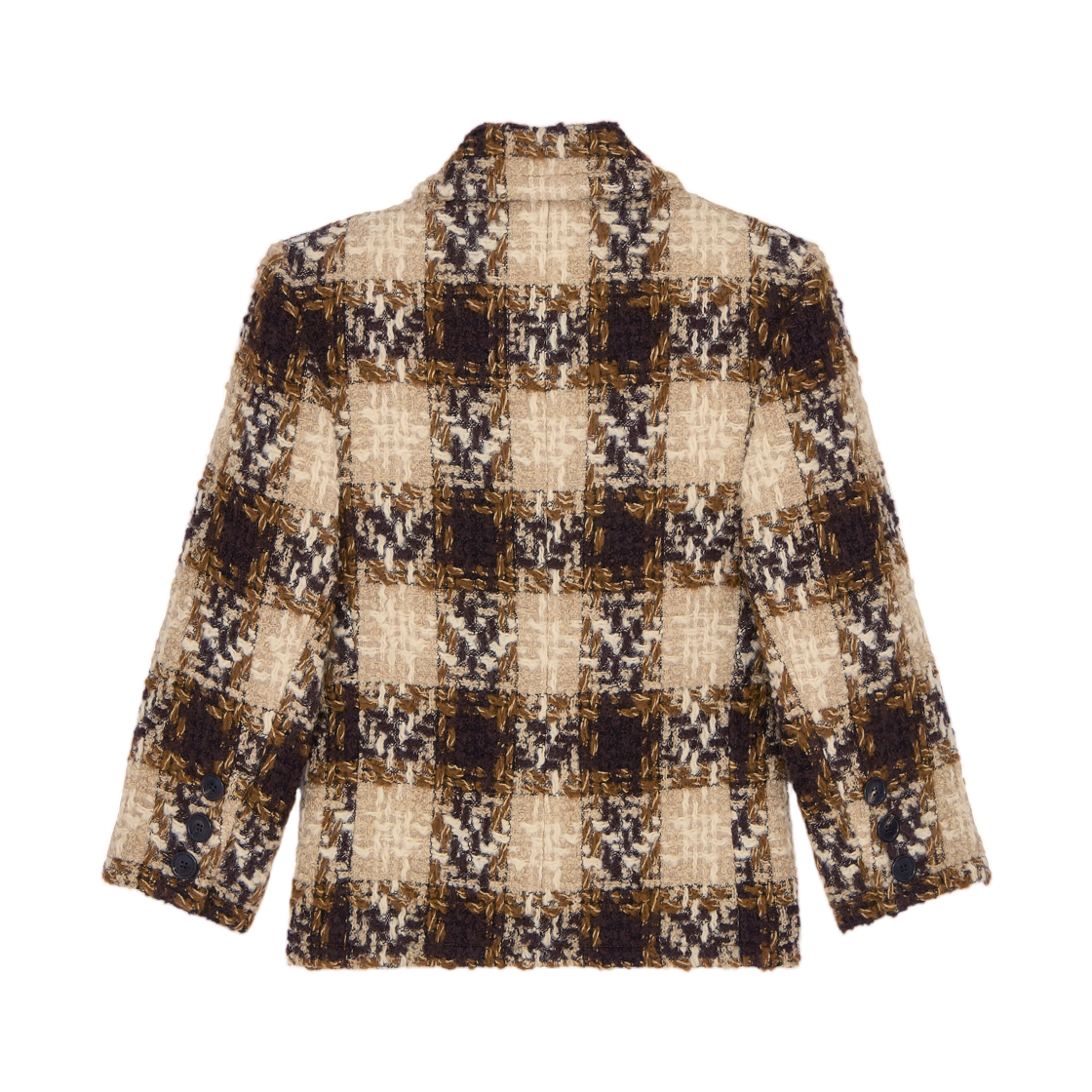 (W) 생로랑 싱글 브레스티드 자켓 트위드 누아 마롱 크레((W) Saint Laurent Single Breasted Jacket in Tweed Noir Marron Craie) - 2