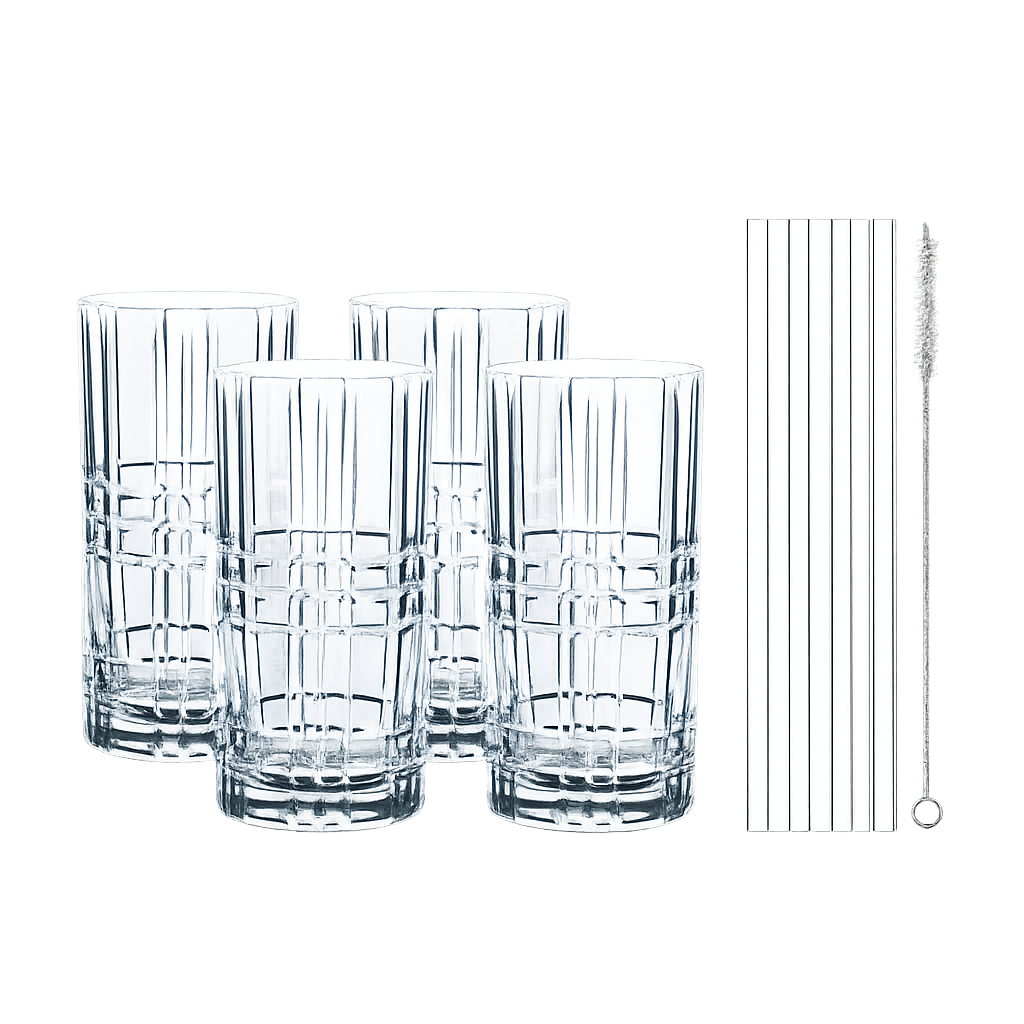 나흐트만 테이스트굿 롱드링크 세트 (잔4p + 유리 빨대4p)(Nachtmann Taste Good Longdrink Set (4 Glasses + 4 Glass Straws)) - 1
