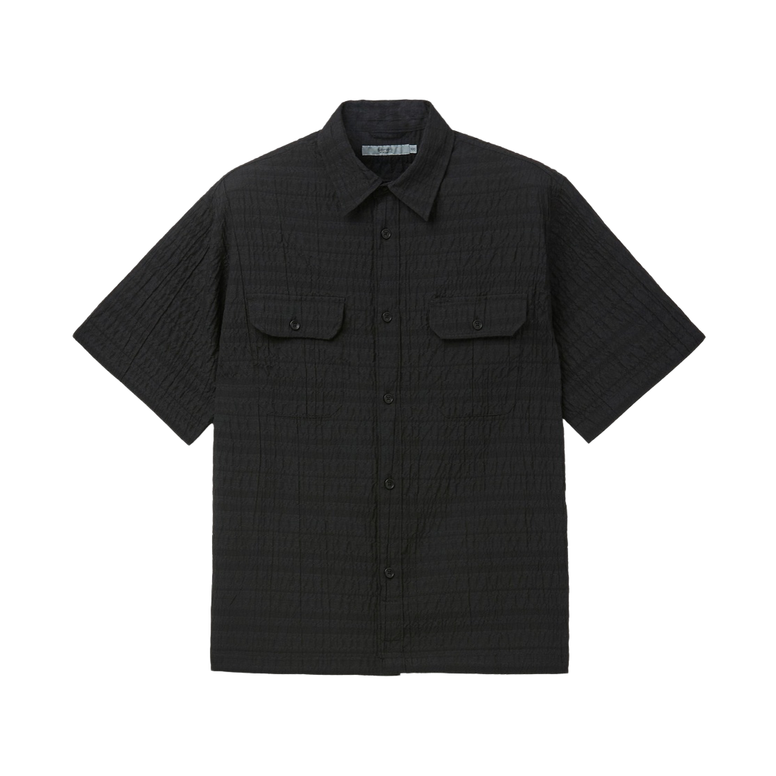 시리즈 크리즈 포켓 오픈카라 반팔 셔츠 블랙(Series Crease Pocket Open-Collar Short-Sleeve Shirt Black) - 1