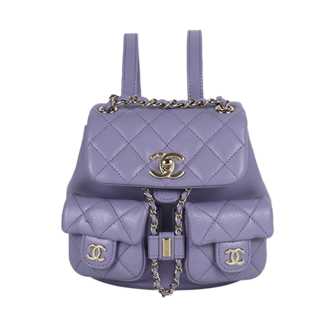 IT85TGEVR2WB Chanel Small Duma Two-Pocket Caviar Backpack in Light Purple