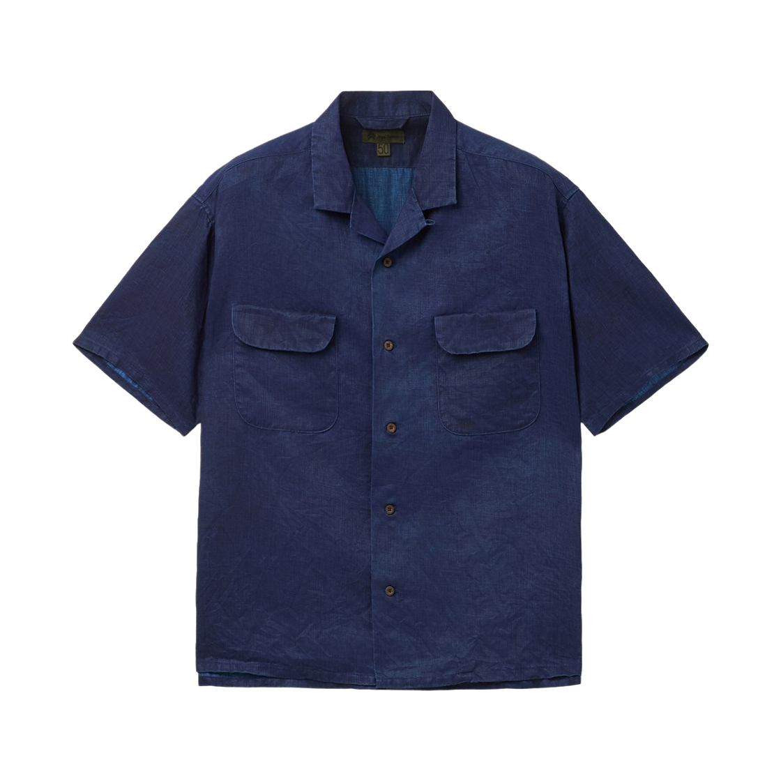 시리즈 나이젤 카본 오픈카라 린넨 인디고 셔츠 인디고(Series Nigel Carbourn Open Collar Linen Indigo Shirt Indigo)