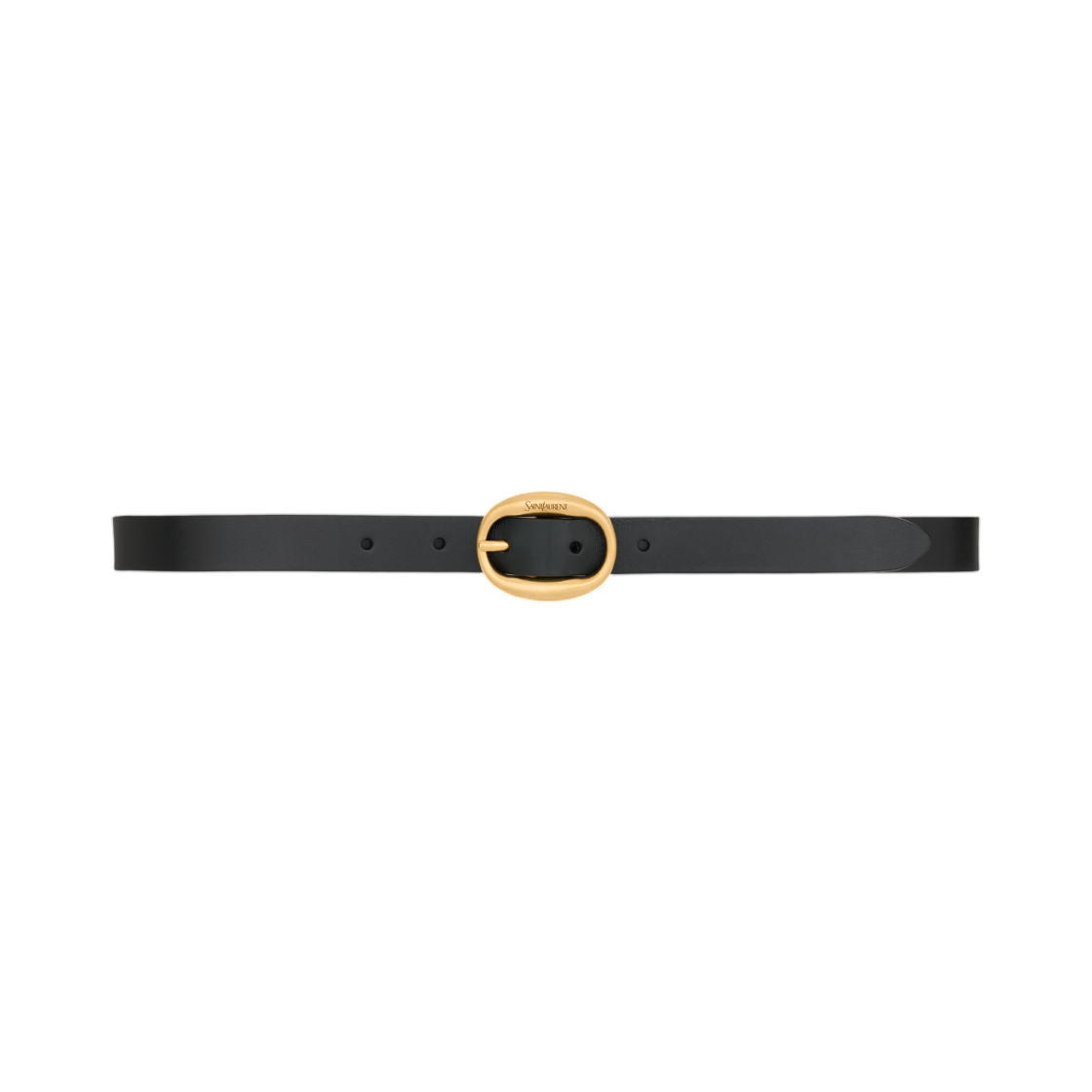 A003RJ-AAB2Z-1000 (W) Saint Laurent Oval Buckle Belt in Smooth Leather Black