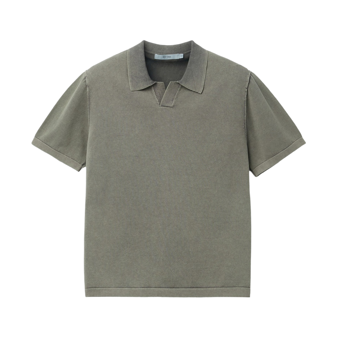 시리즈 가먼트 다잉 오픈카라 스웨터 카키(Series Garment Dyed Open-Collar Sweater Khaki) - 1