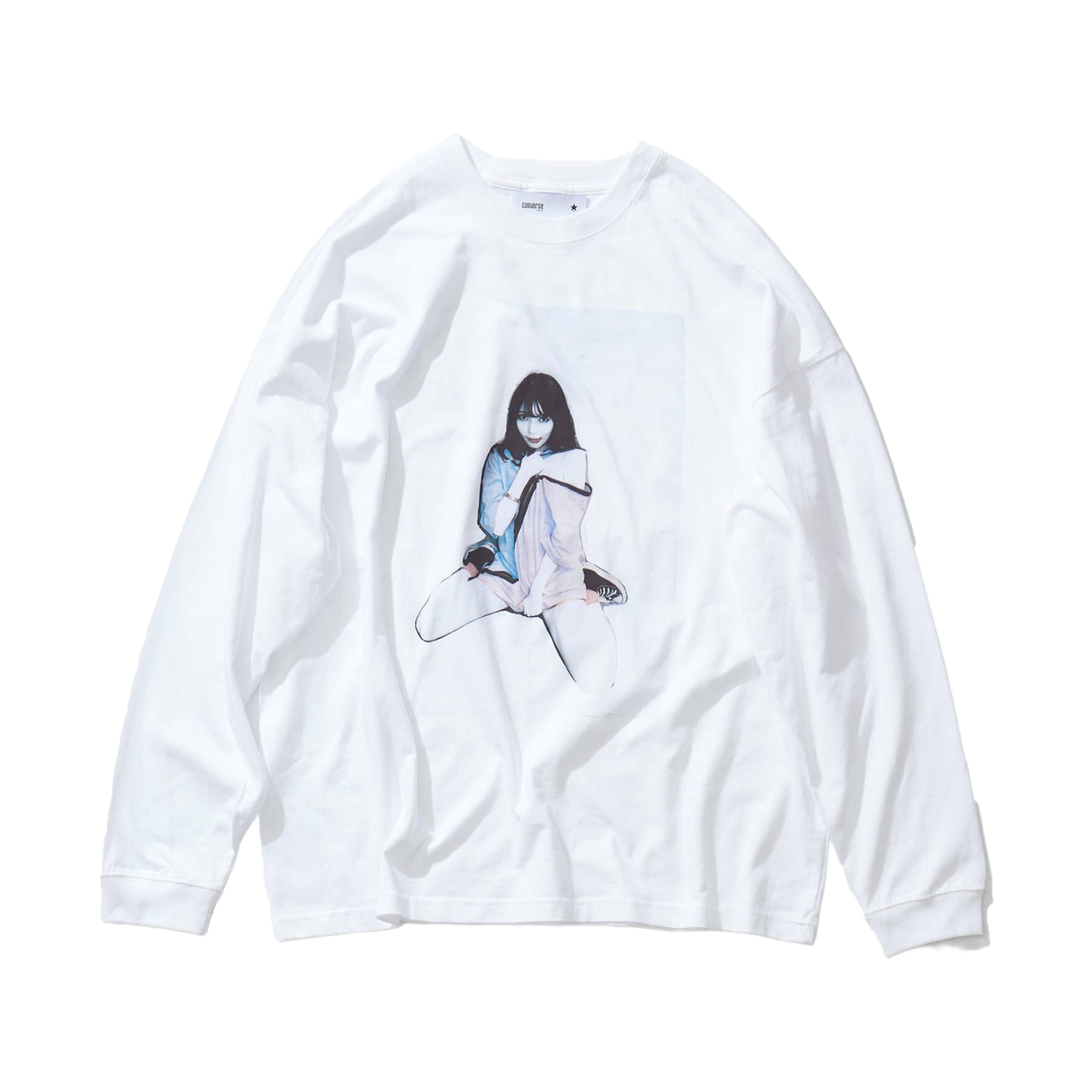 컨버스 도쿄 x 요네하라 야스마사 x 니토리 사야카 페인트 아트 롱슬리브 티셔츠 1 화이트(Converse Tokyo x Yasumasa Yonehara x Sayaka Nitori Paint Art Long Sleeve T-Shirt 1 White)