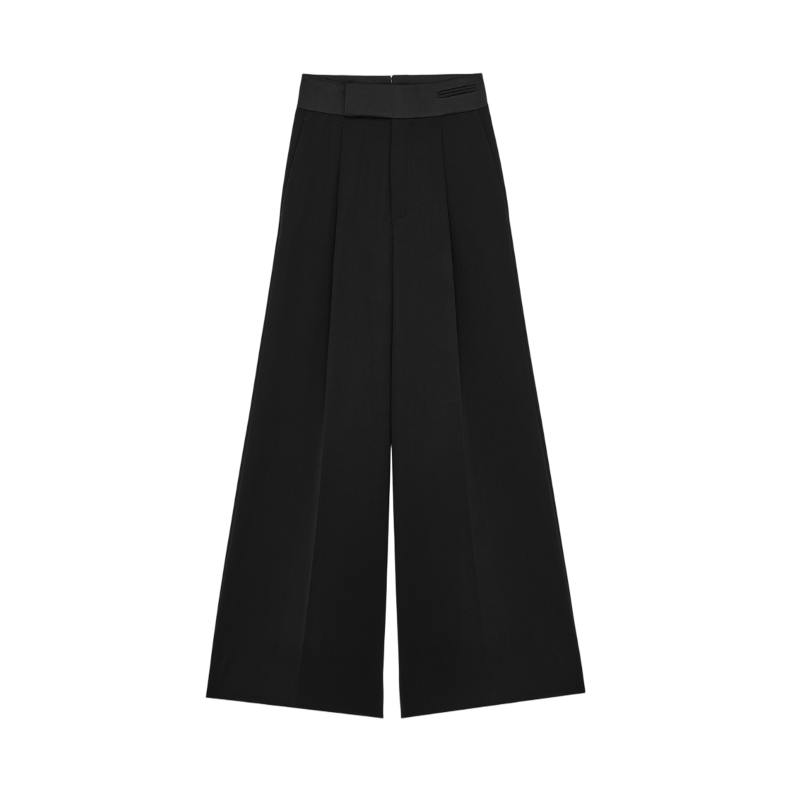 생로랑 와이드 레그 턱시도 팬츠 그레인 드 뿌드르 누아(Saint Laurent Wide Leg Tuxedo Pants in Grain De Poudre Noir)