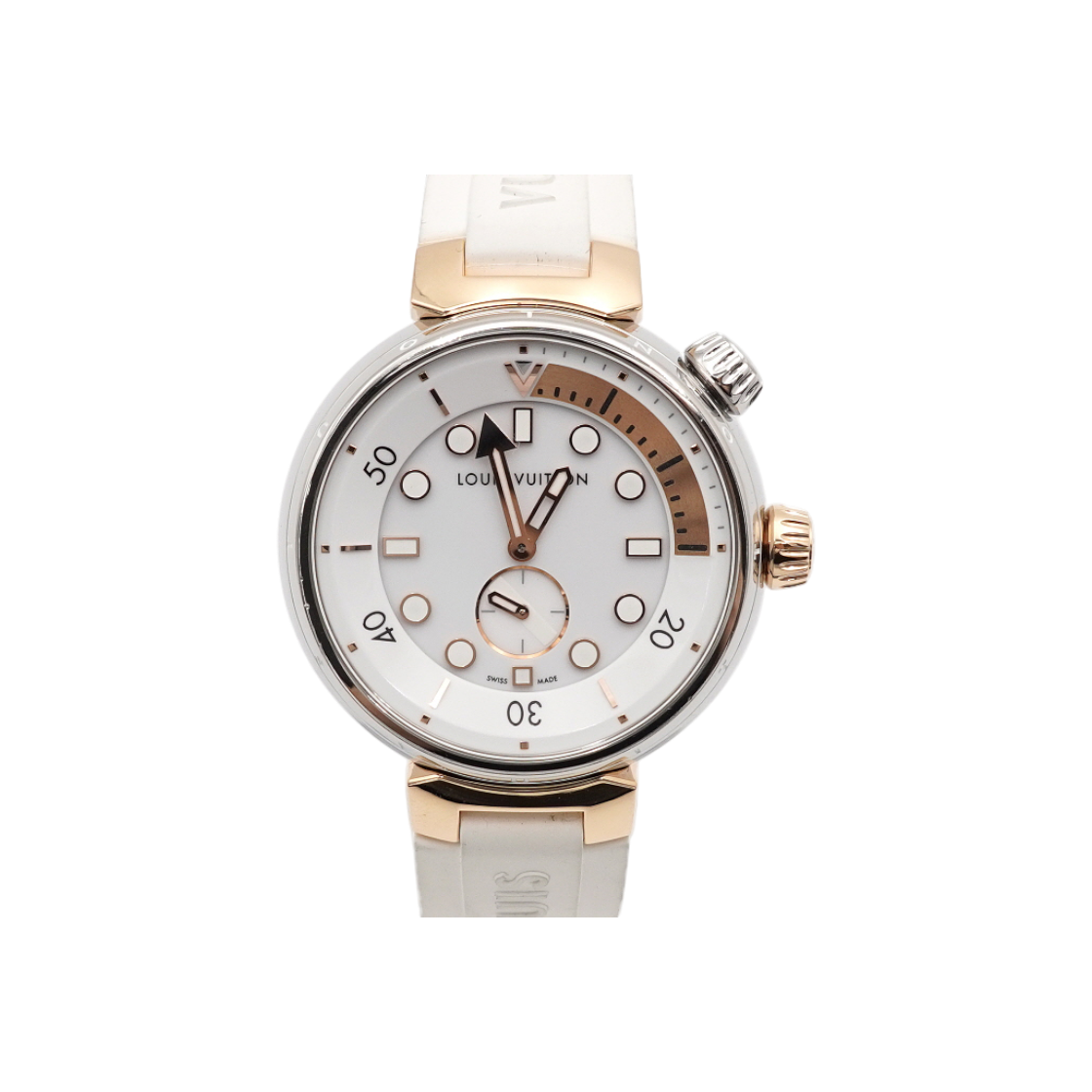 ITF4546AON5G Louis Vuitton 18K Pink Gold Rugged Steel Case Tambour Street Diver Quartz Watch