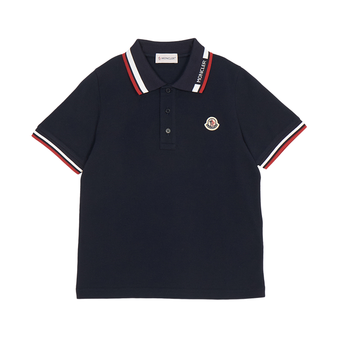 L1-954-8A00012-8496W-778 (Kids) Moncler Tricolour Trimmed Cotton Piquet Polo Shirt Navy Blue - 26SS