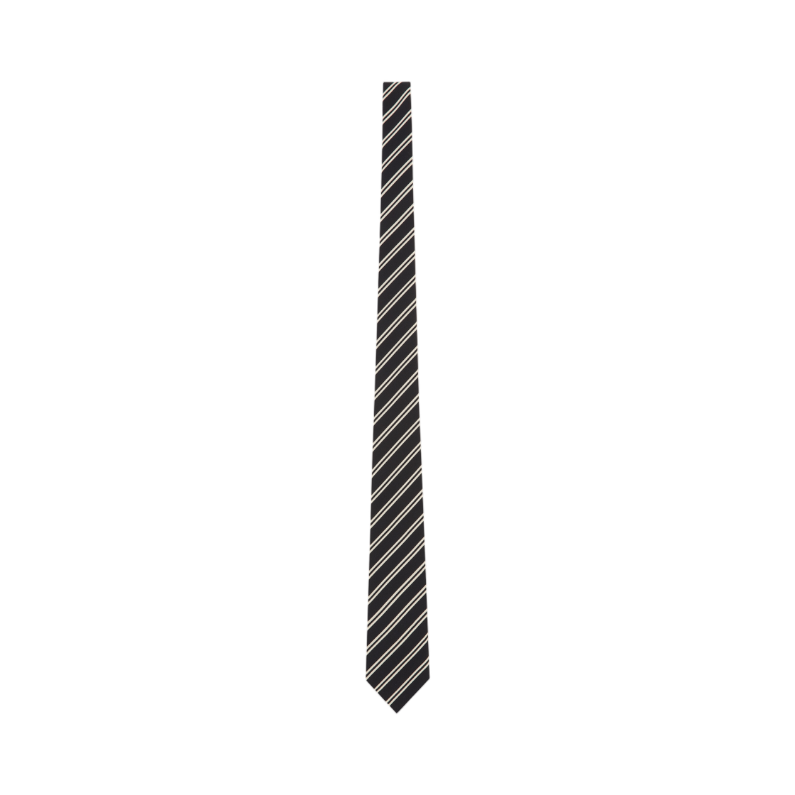 A005NE-3YR62-1078 Saint Laurent Striped Tie in Silk Jacquard Black Ivory