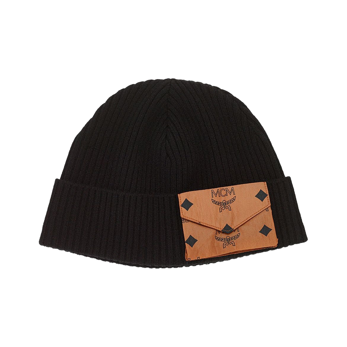 MCM 모노그램 프린트 에코닐 포켓 울 비니 블랙(MCM Monogram Print Econyl Pocket Wool Beanie Black) - 1