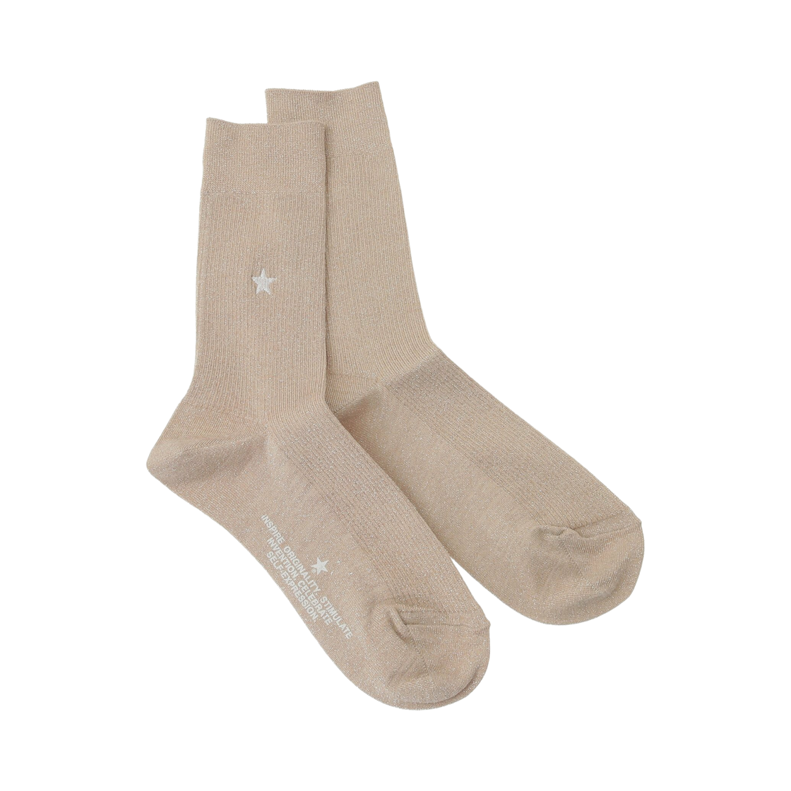 A2858PSC112 Converse Tokyo Star Glitter Rib Socks Light Beige