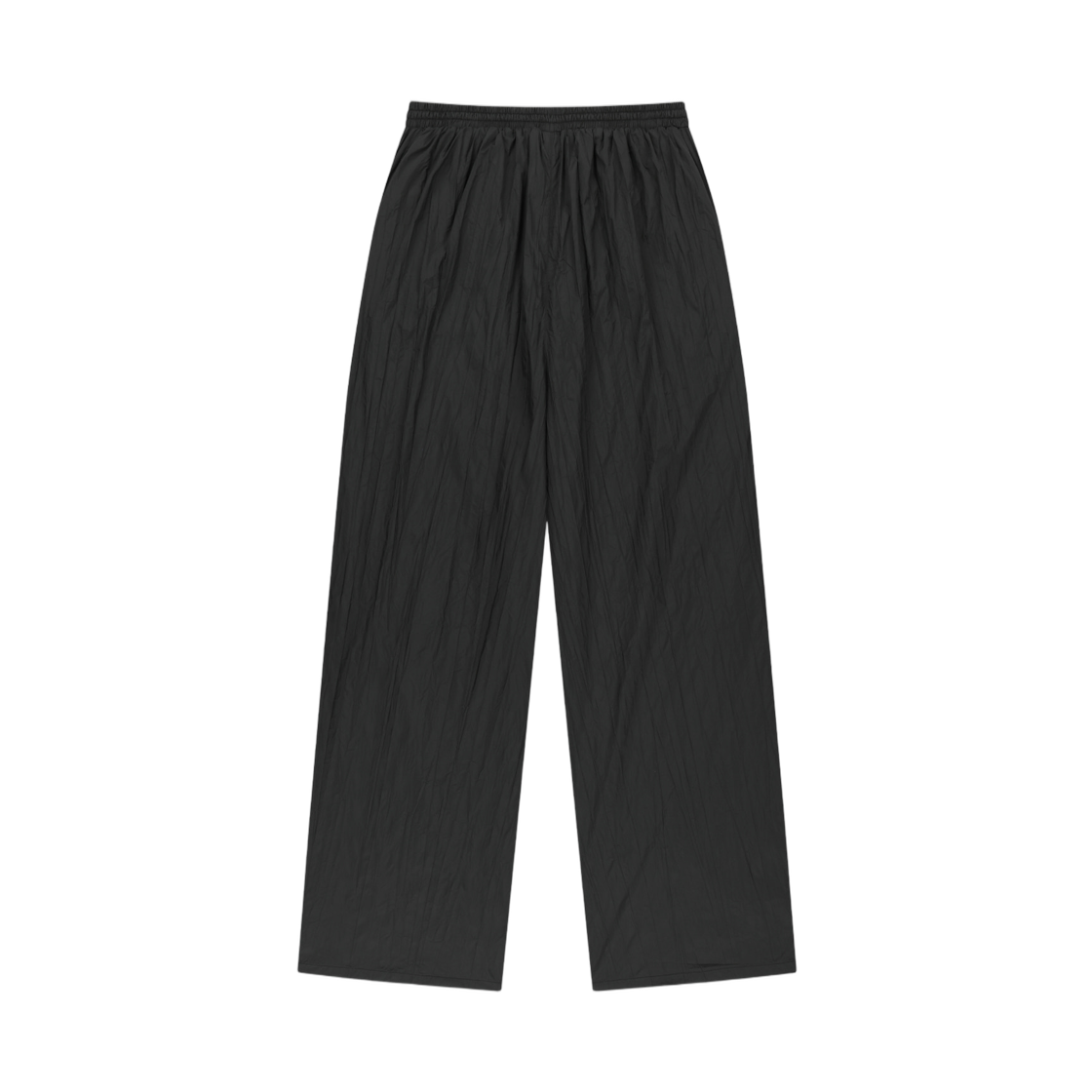 (W) 마뗑킴 나일론 크링클 와이드 팬츠 블랙((W) Matin Kim Nylon Crinkle Wide Pants In Black) - 2