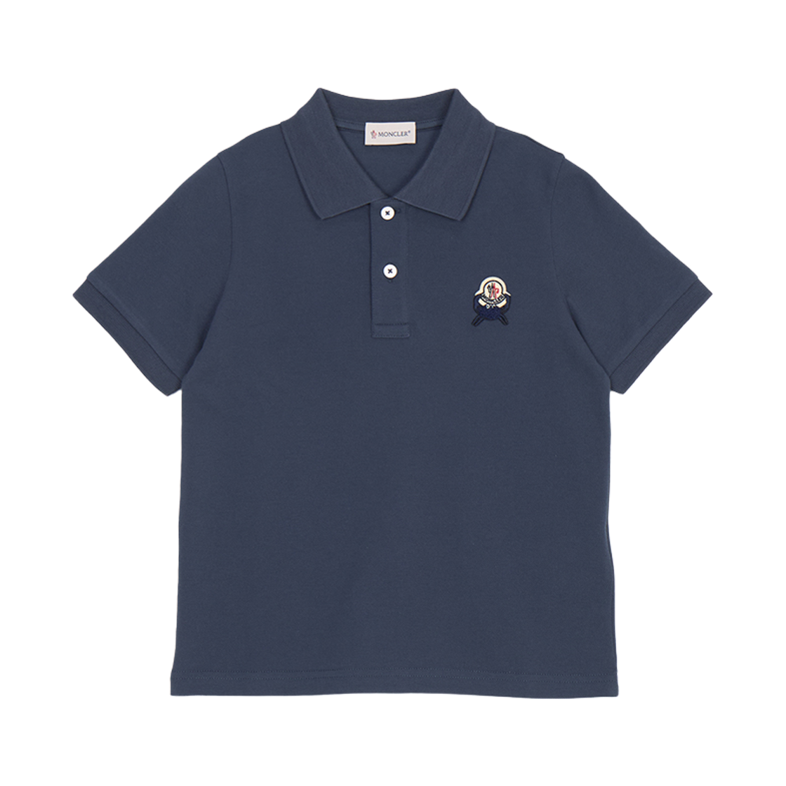 L1-954-8A00009-8496W-746 (Kids) Moncler Logo Cotton Piquet Polo Shirt Navy Blue - 26SS