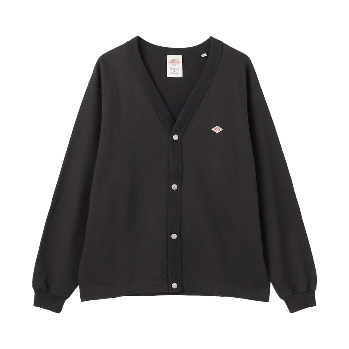 DT-C0406-CIN Danton Cotton Terryl V-Neck Cardigan Charcoal