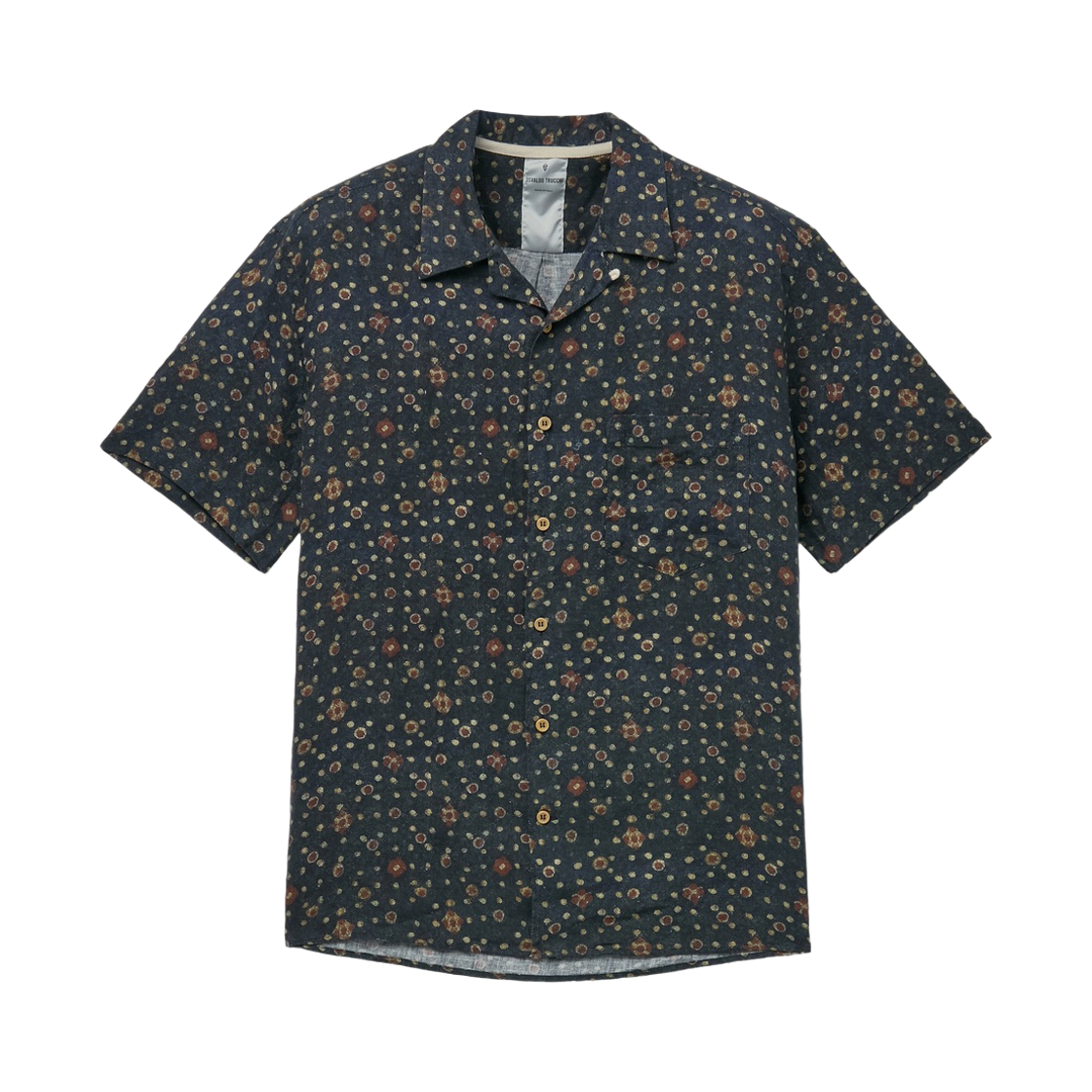 시리즈 오스발도 트루키 프린트 린넨 반팔 셔츠 블랙패턴(Series Osvaldo Trucchi Printed Linen Short Shirt Black Pattern)