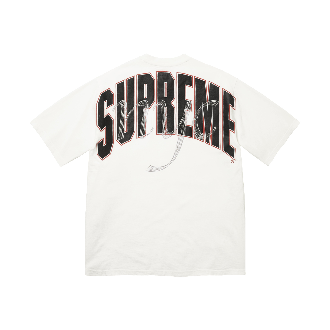 - Supreme Rhinestone Script S/S Top White - 26SS