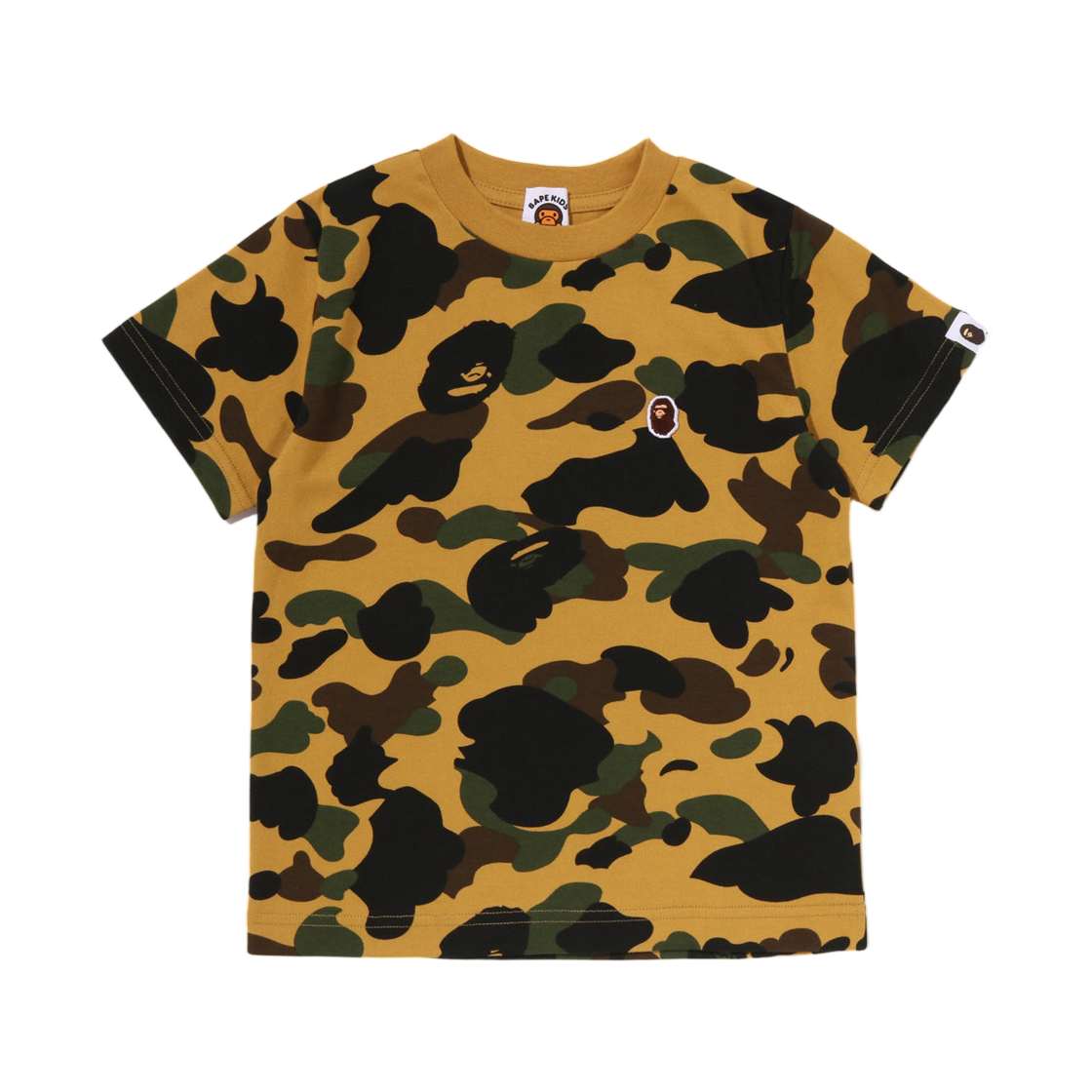 (키즈) 베이프 퍼스트 카모 원 포인트 티셔츠 옐로우((Kids) BAPE 1st Camo One Point T-Shirt Yellow) - 1