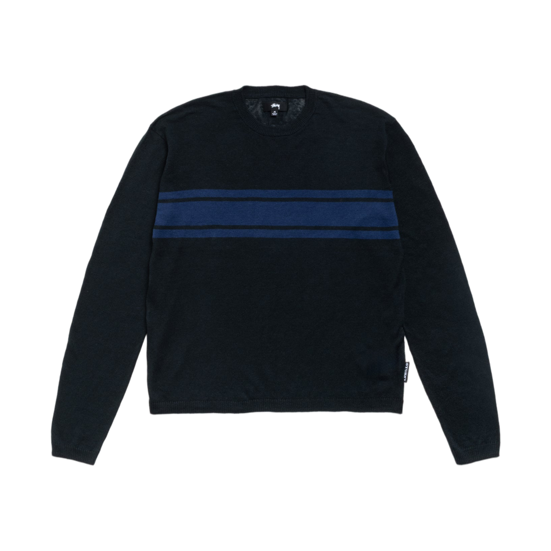 117297 Stussy Lightweight Striped Sweater Black