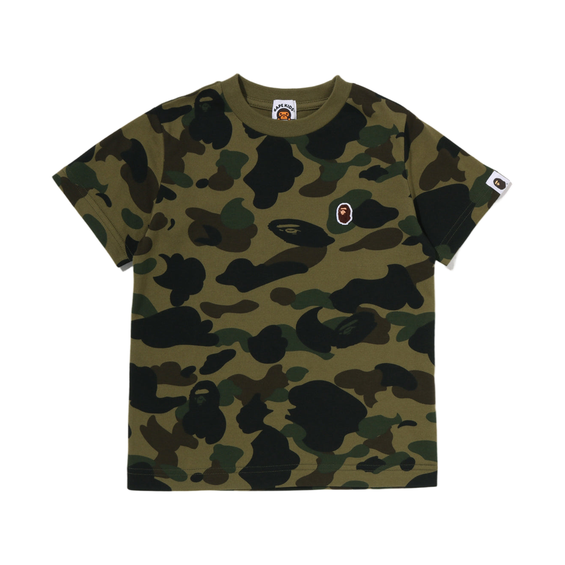(키즈) 베이프 퍼스트 카모 원 포인트 티셔츠 그린((Kids) BAPE 1st Camo One Point T-Shirt Green) - 1