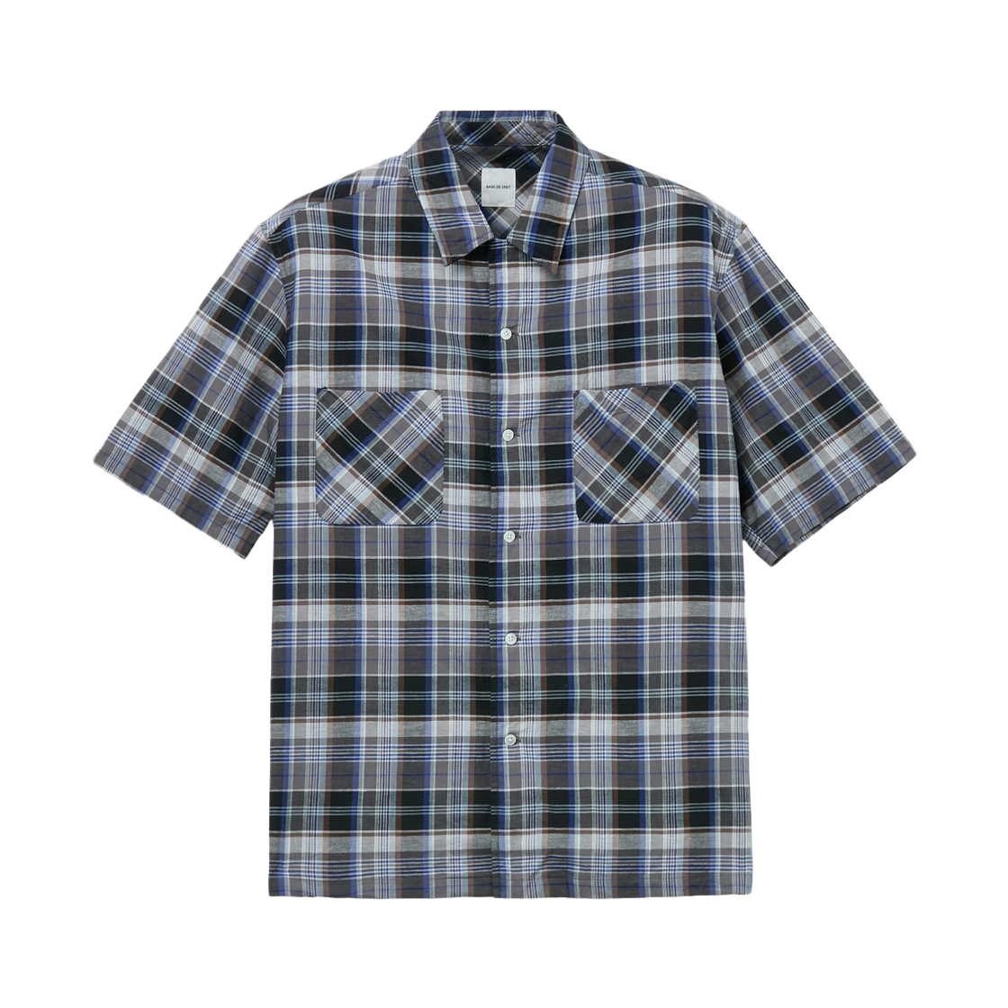 시리즈 사지 드 크레 마드라스 체크 반팔 오픈카라 셔츠 블루(Series Sage De Cret Co/Li Madras Check Short Sleeve Open Collar Shirt Blue) - 1