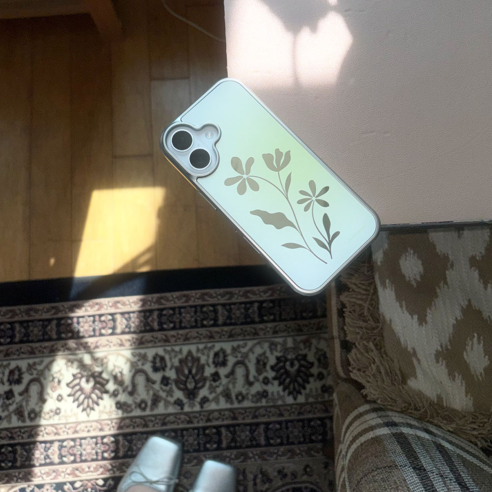 비비블 하우스 실버미러 초록꽃 폰케이스(BIBIBL HOUSE Silver Green Flower Phone Case) - 2