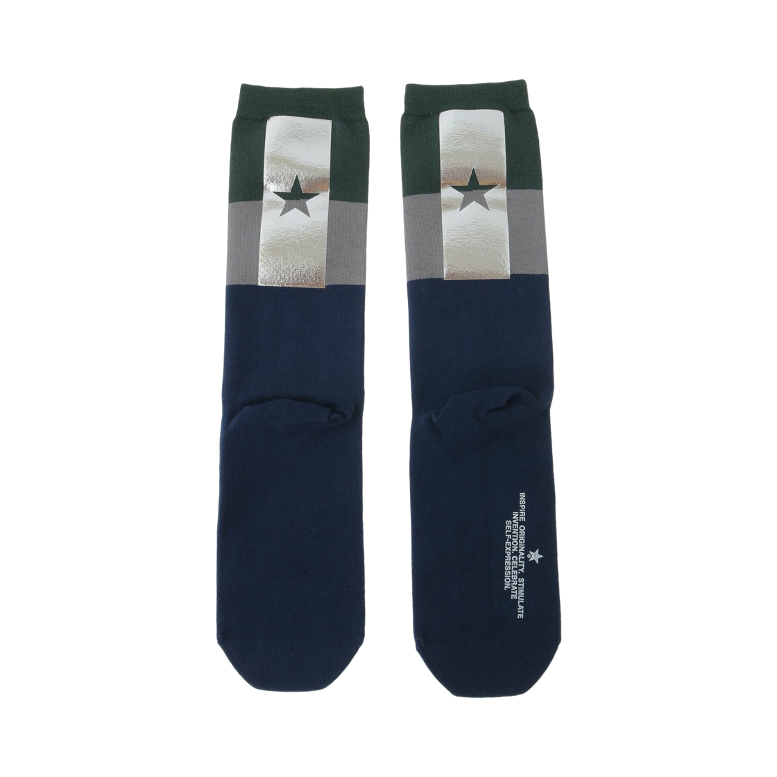 컨버스 도쿄 스타 포일 프린트 컬러 블록 삭스 네이비(Converse Tokyo Star Foil Print Color Block Socks Navy)