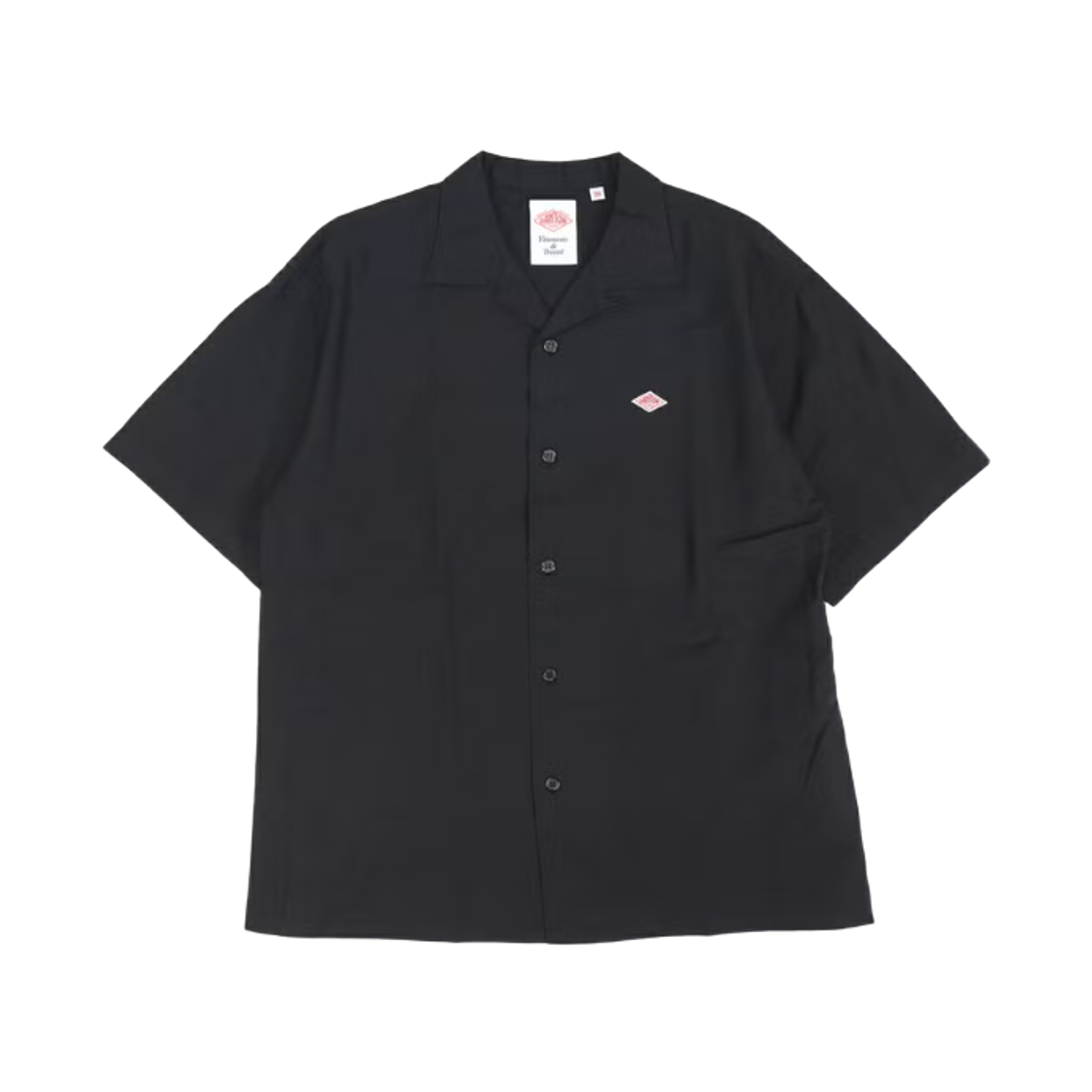 DT-B0436 Danton Cotton Linen Slub Open Collar Shirt Black
