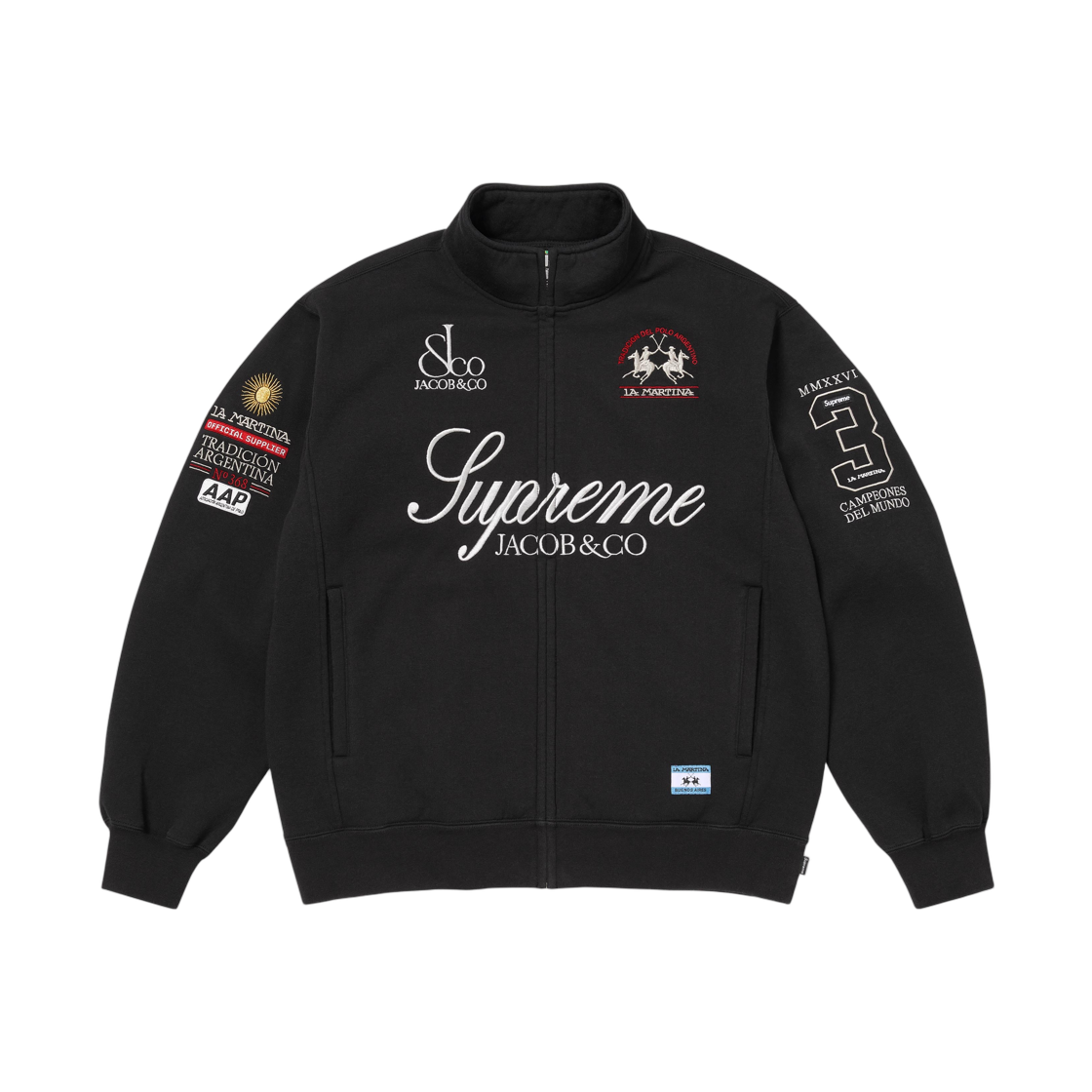 슈프림 x 라 마르티나 x 제이콥 앤 코 집업 스웨트셔츠 블랙 - 26SS(Supreme x La Martina x Jacob & Co Zip Up Sweatshirt Black - 26SS)
