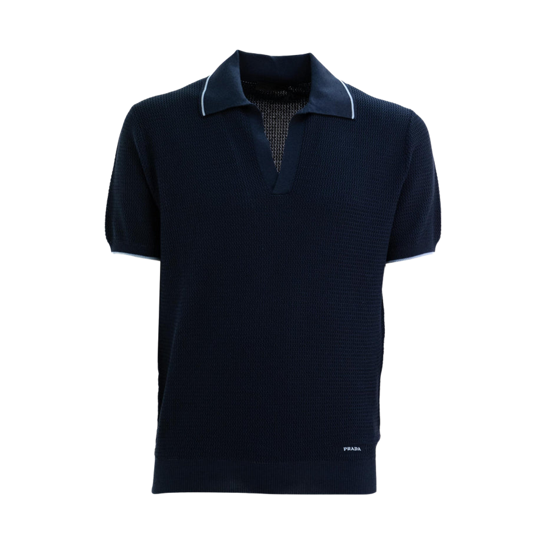 프라다 실크 코튼 폴로 셔츠 네이비(Prada Silk Cotton Polo Shirt Navy)