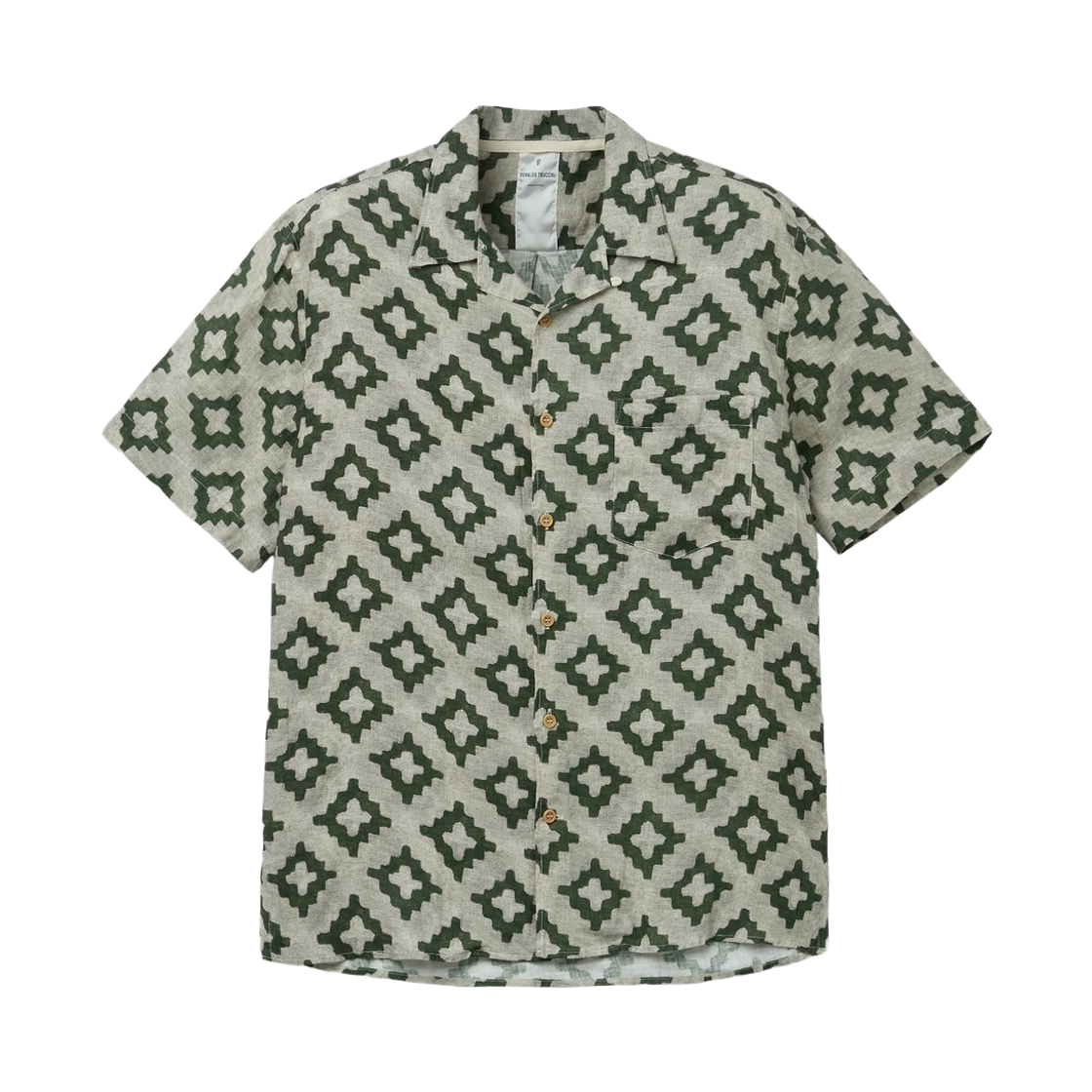 시리즈 오스발도 트루키 프린트 린넨 반팔 셔츠 카키(Series Osvaldo Trucchi Printed Linen Short Shirt Khaki)