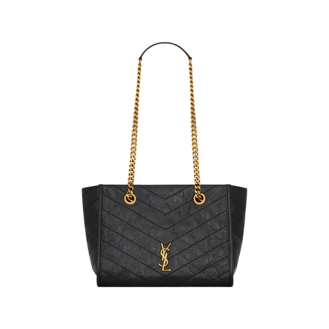872680-0EN07-1000 Saint Laurent Niki Small Shopping in Vintage Leather Black