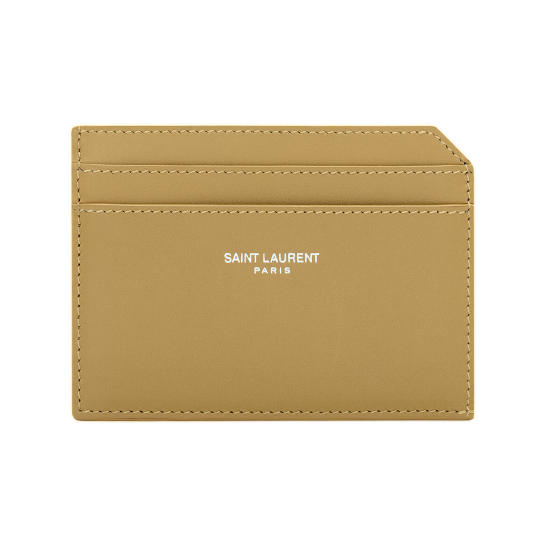 752898-0U90E-7963 Saint Laurent Paris Open Card Case in Smooth Leather Amber Soil