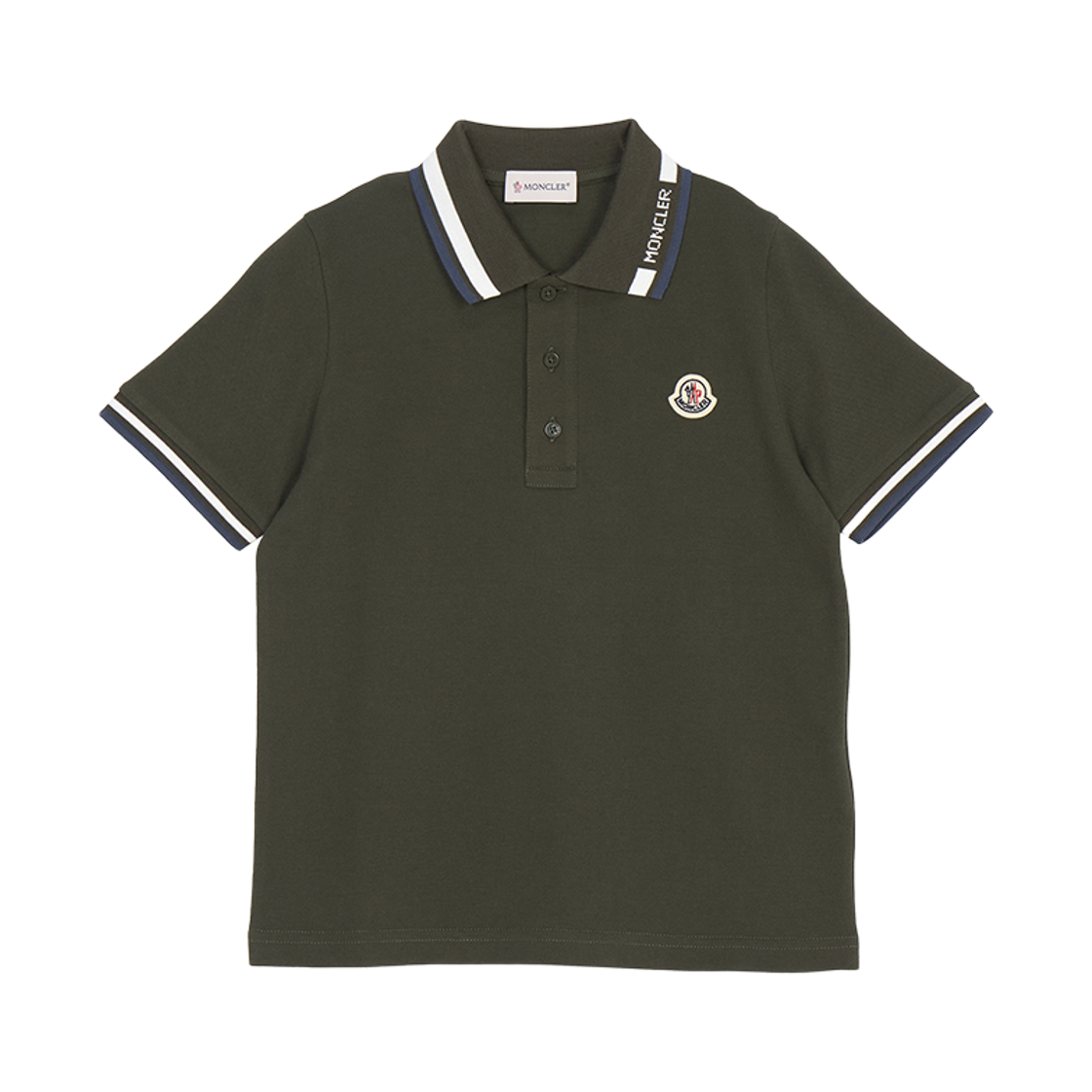 L1-954-8A00012-8496W-830 (Kids) Moncler Tricolour Trimmed Cotton Piquet Polo Shirt Khaki - 26SS