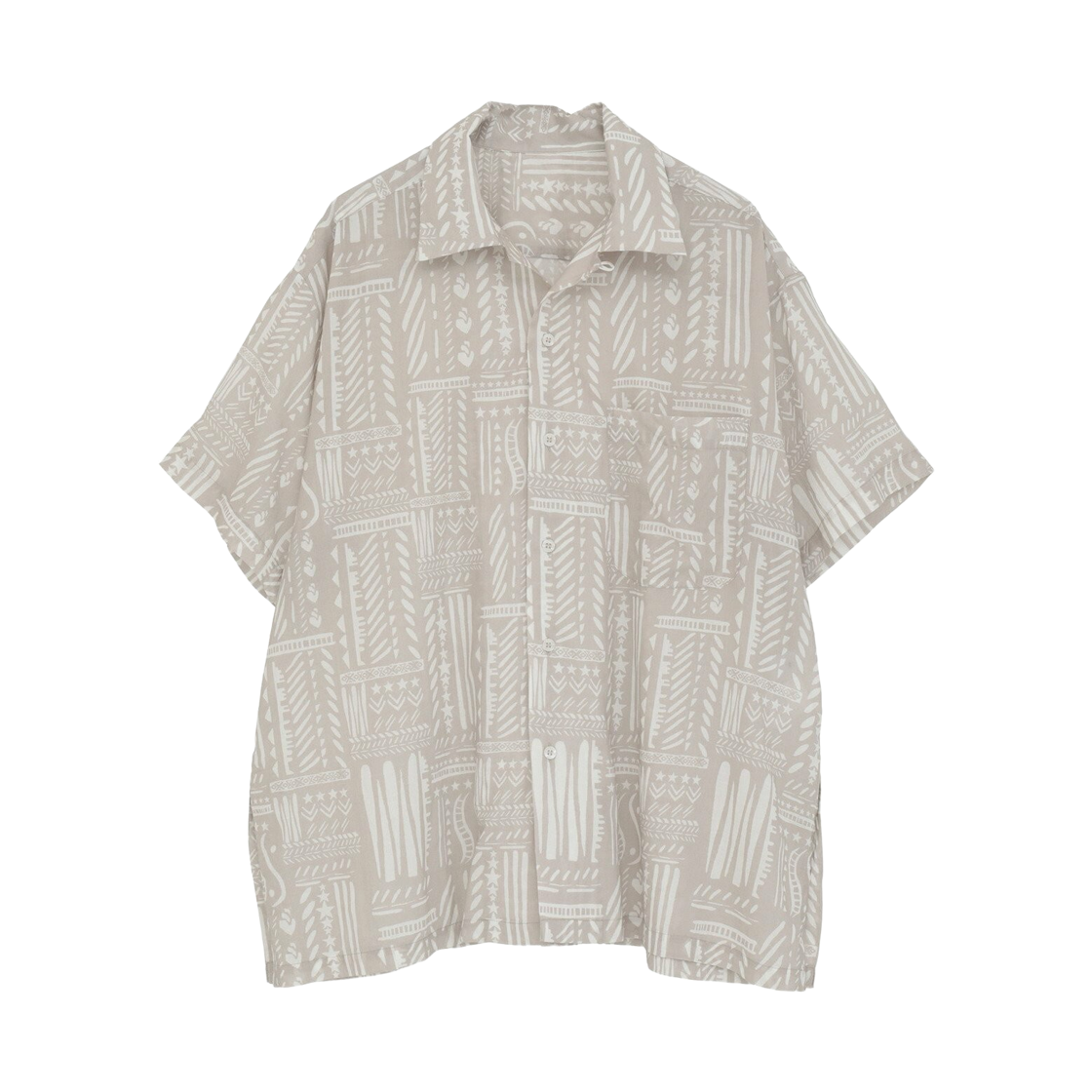 A2853FB144 Converse Tokyo Block Print Oversized Shirt Beige