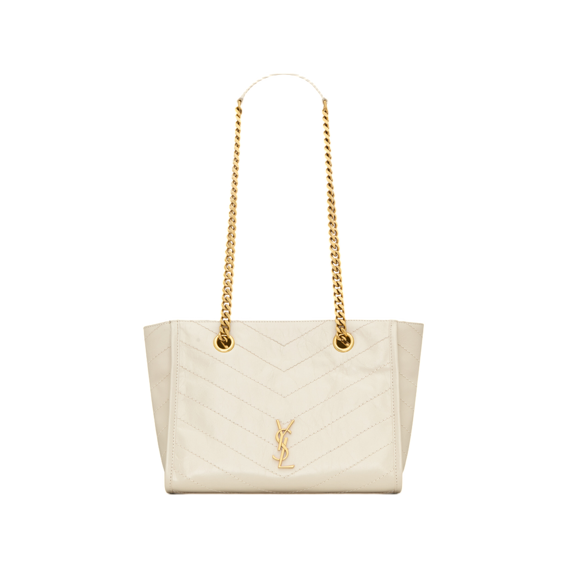 872680-0EN07-9207 Saint Laurent Niki Small Shopping in Vintage Leather White