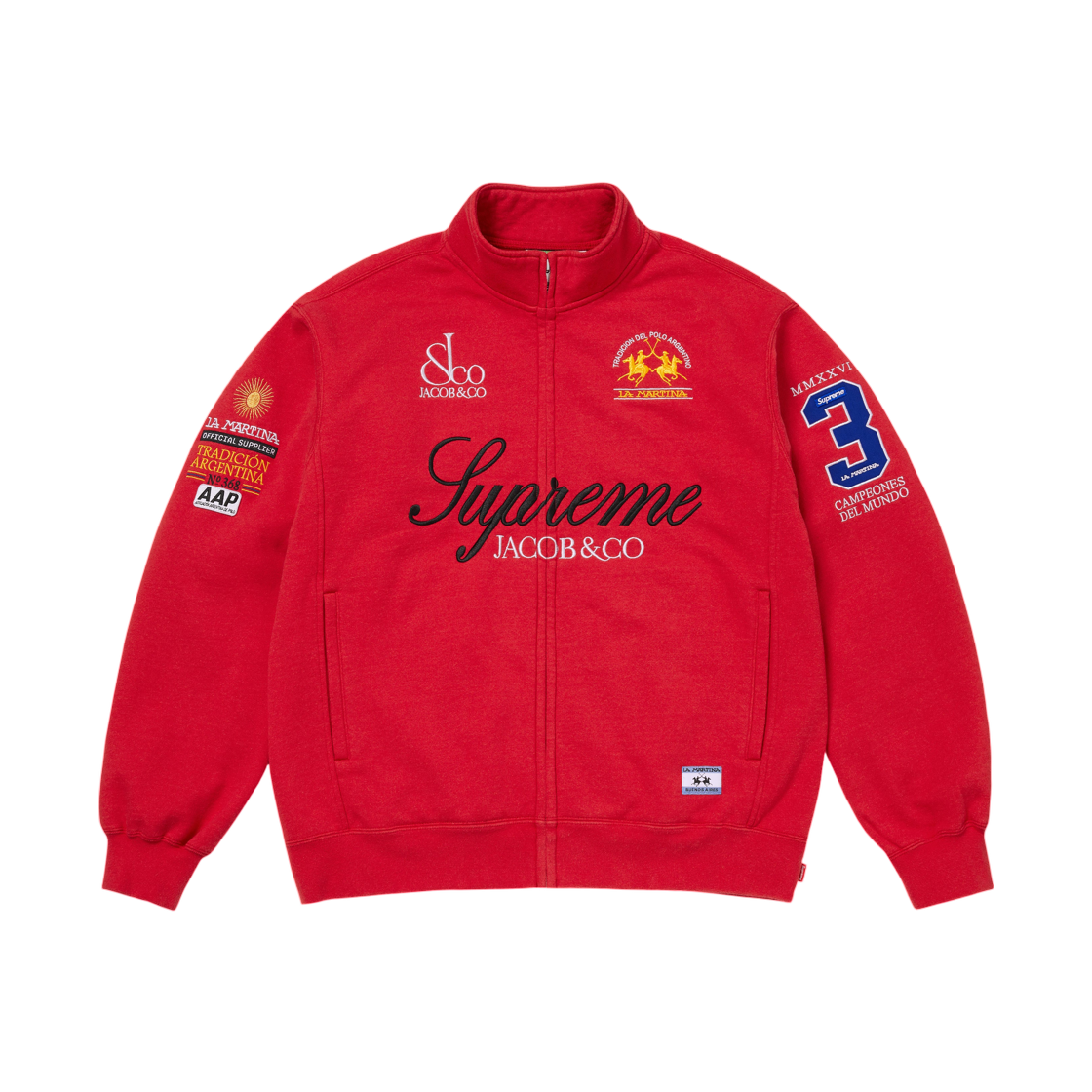 - Supreme x La Martina x Jacob & Co Zip Up Sweatshirt Red - 26SS