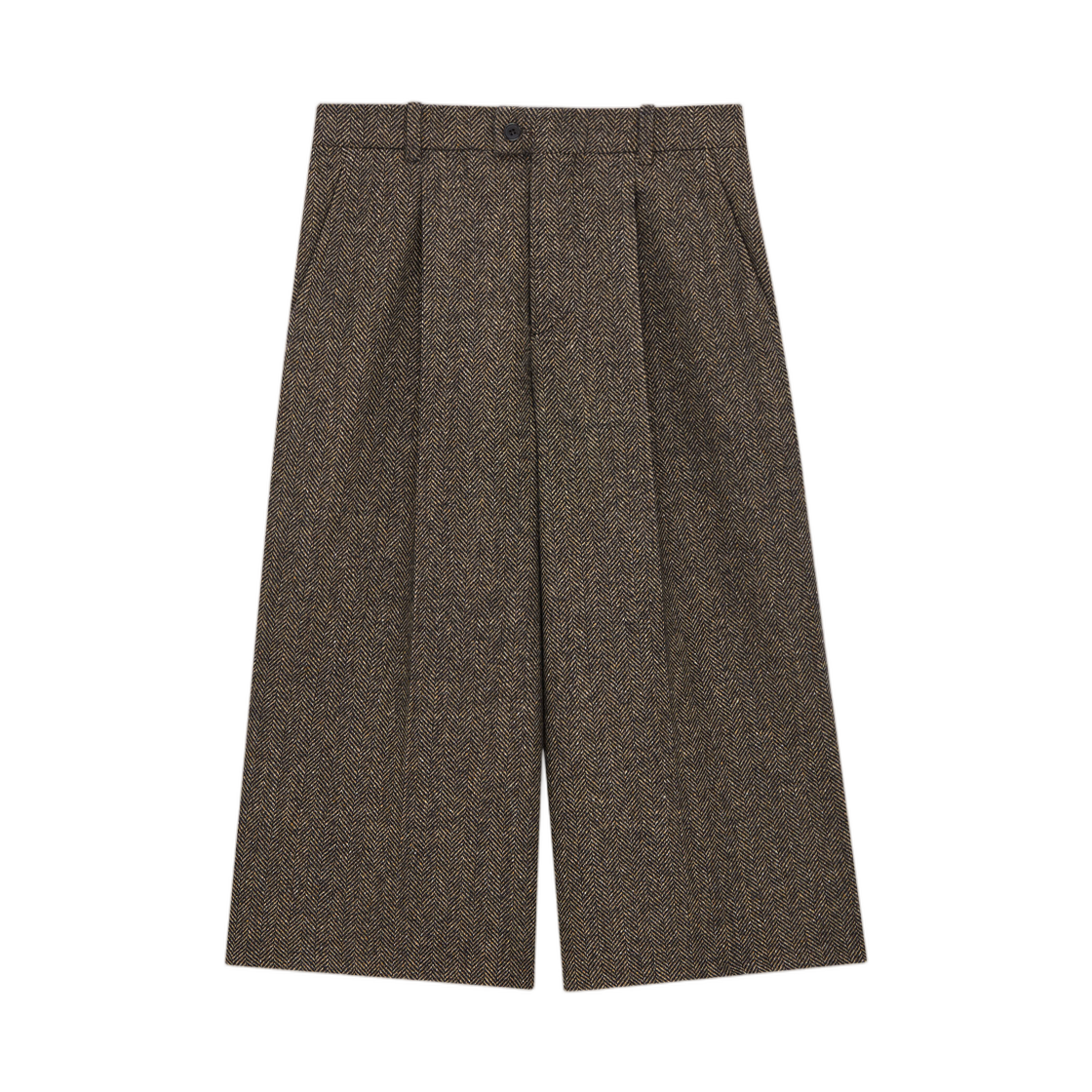(W) 생로랑 큐롯 헤링본 울 브라운((W) Saint Laurent Culottes in Herringbone Wool Brown)