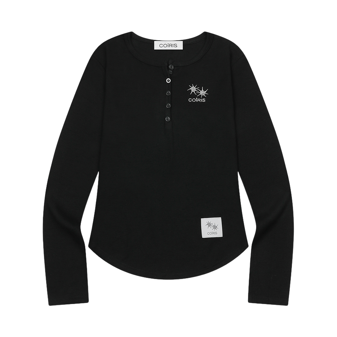 C-P00000CW Coiris Arina Button Long Sleeve T Black