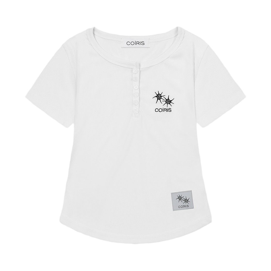 C-P00000IX Coiris Arina Button Crop Half T White
