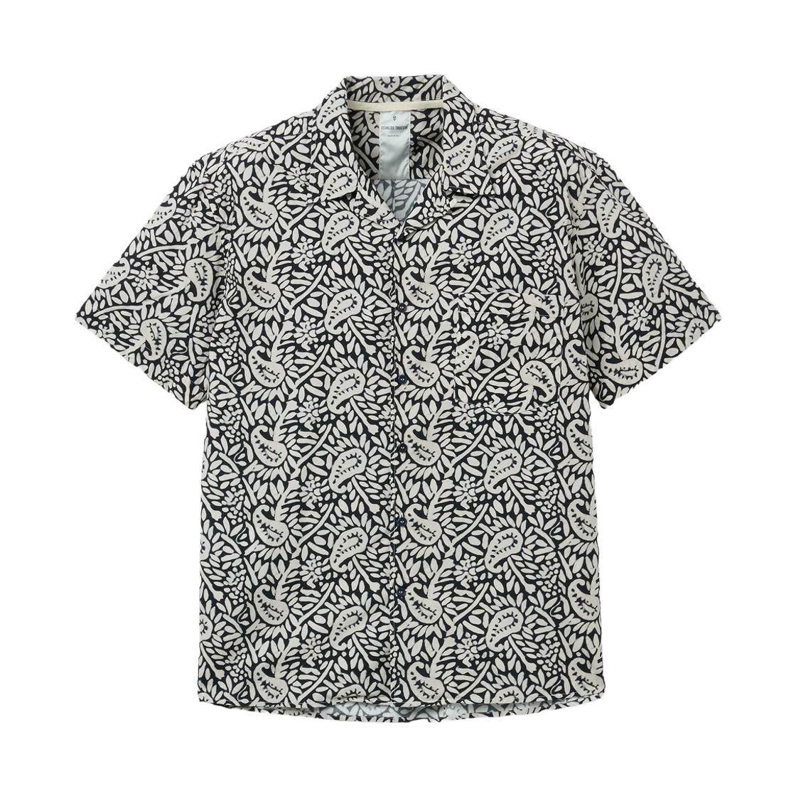 시리즈 오스발도 트루키 프린트 코튼 반팔 셔츠 다크 네이비(Series Osvaldo Trucchi Printed Cotton Short Shirt Dark Navy)
