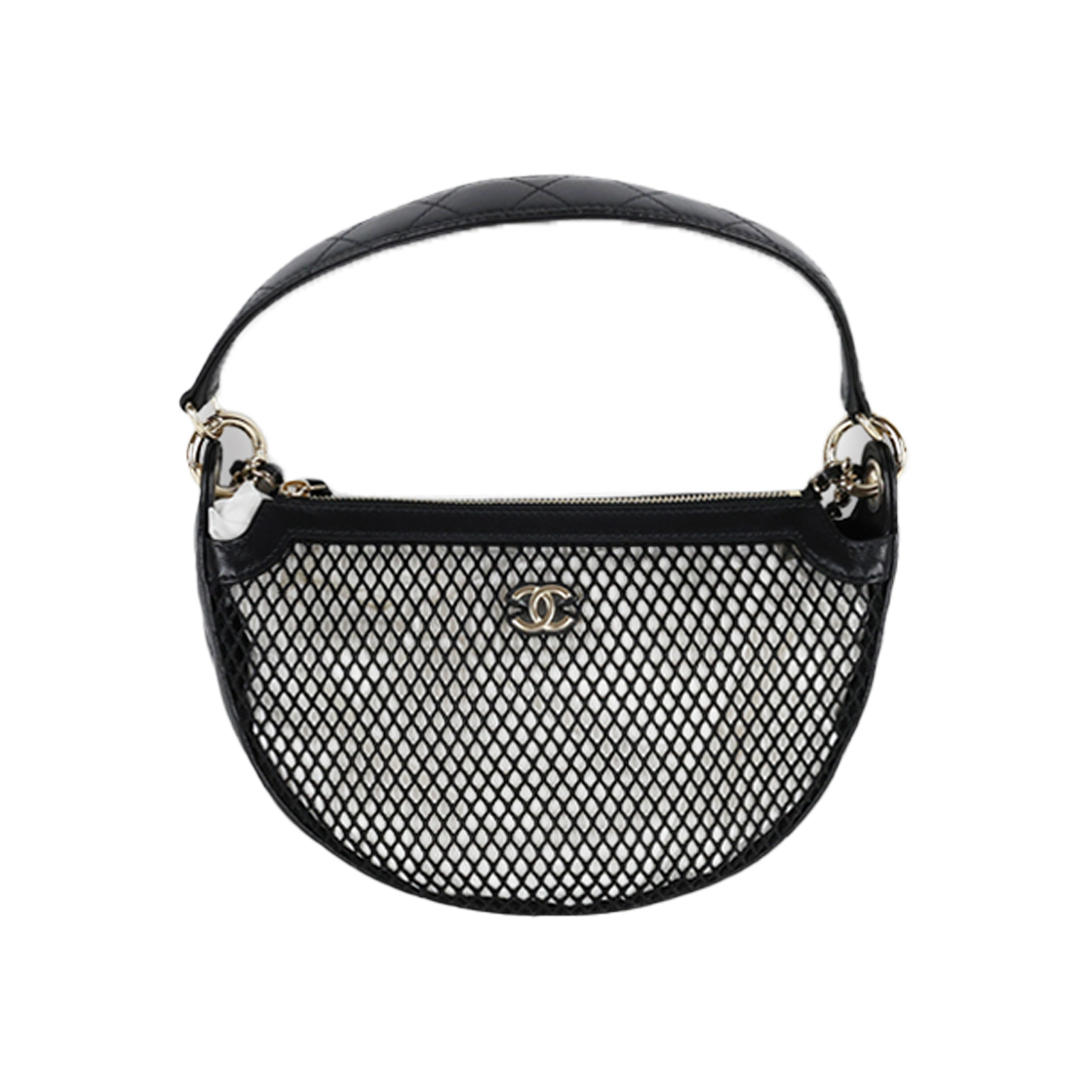 ITA237EMKOLQ Chanel 25S Chain-Detail Mesh Mini Bag in Black