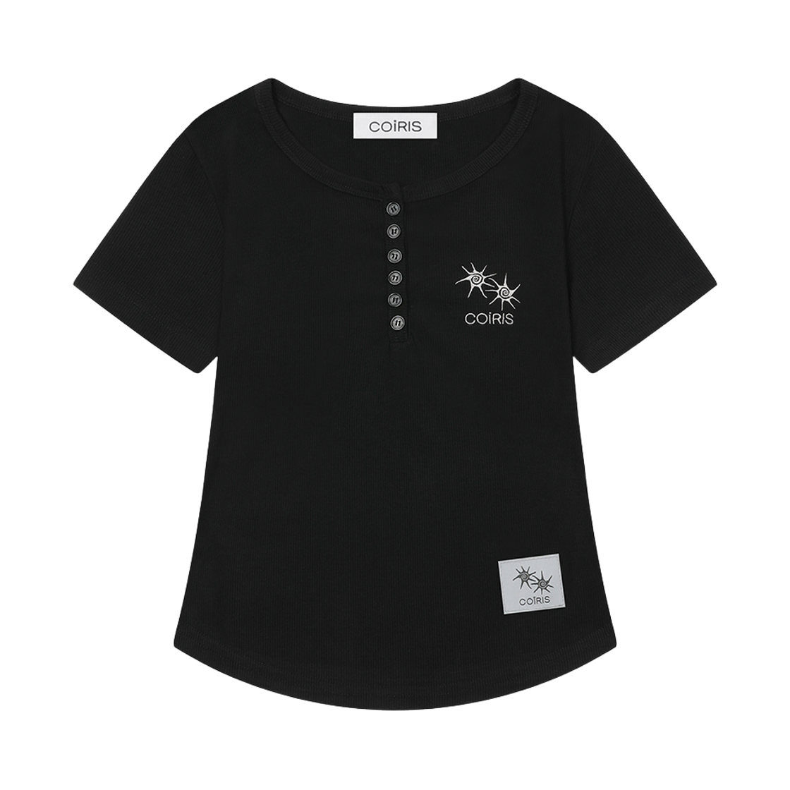 C-P00000IX Coiris Arina Button Crop Half T Black