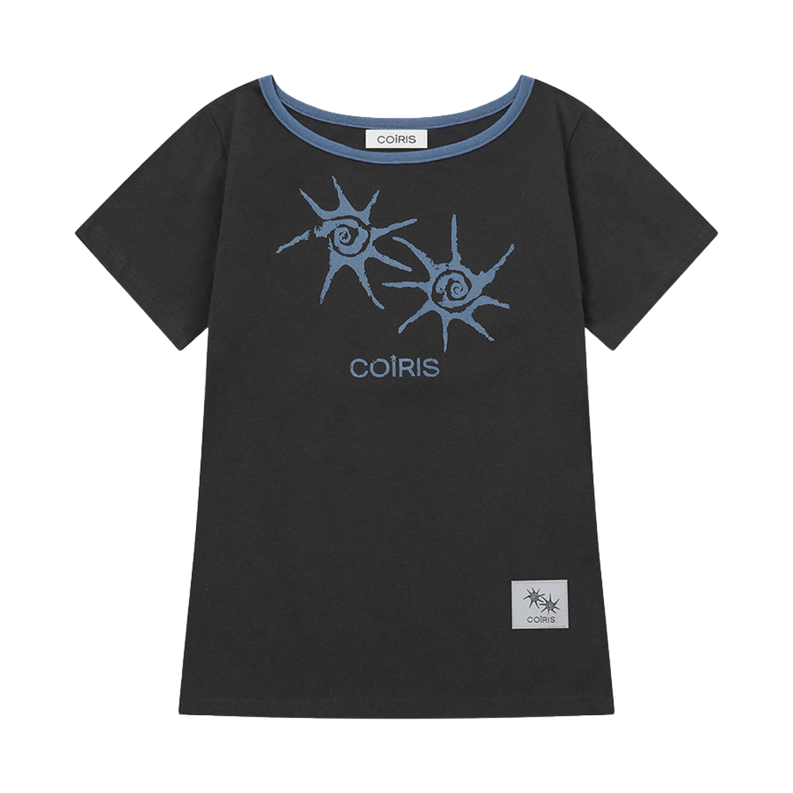 C-P00000HH Coiris Soluna One Shoulder Half T Charcoal-Blue
