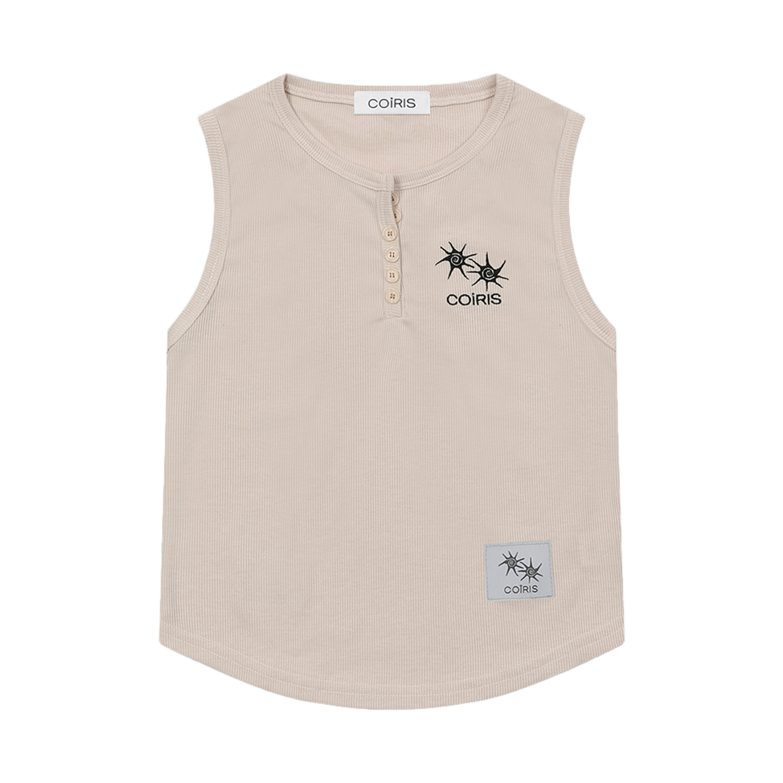 코이리스 아리나 버튼 크롭 굴림 슬리브리스 베이지(Coiris Arina Button Crop Sleeveless Beige)