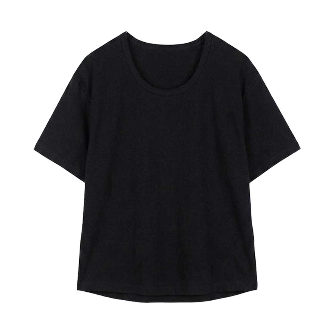 지크립 에센셜 U넥 세미 크롭 티셔츠 블랙(GCLIP Essential U Neck Semi Crop T Shirt BLACK)