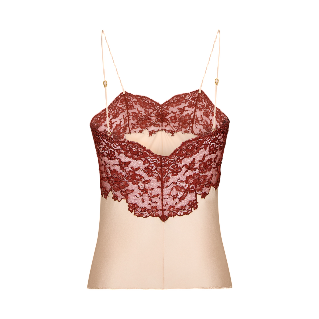 (W) 생로랑 레이스드 캐미솔 실크 사틴 페슈((W) Saint Laurent Laced Camisole in Silk Satin Peche) - 2