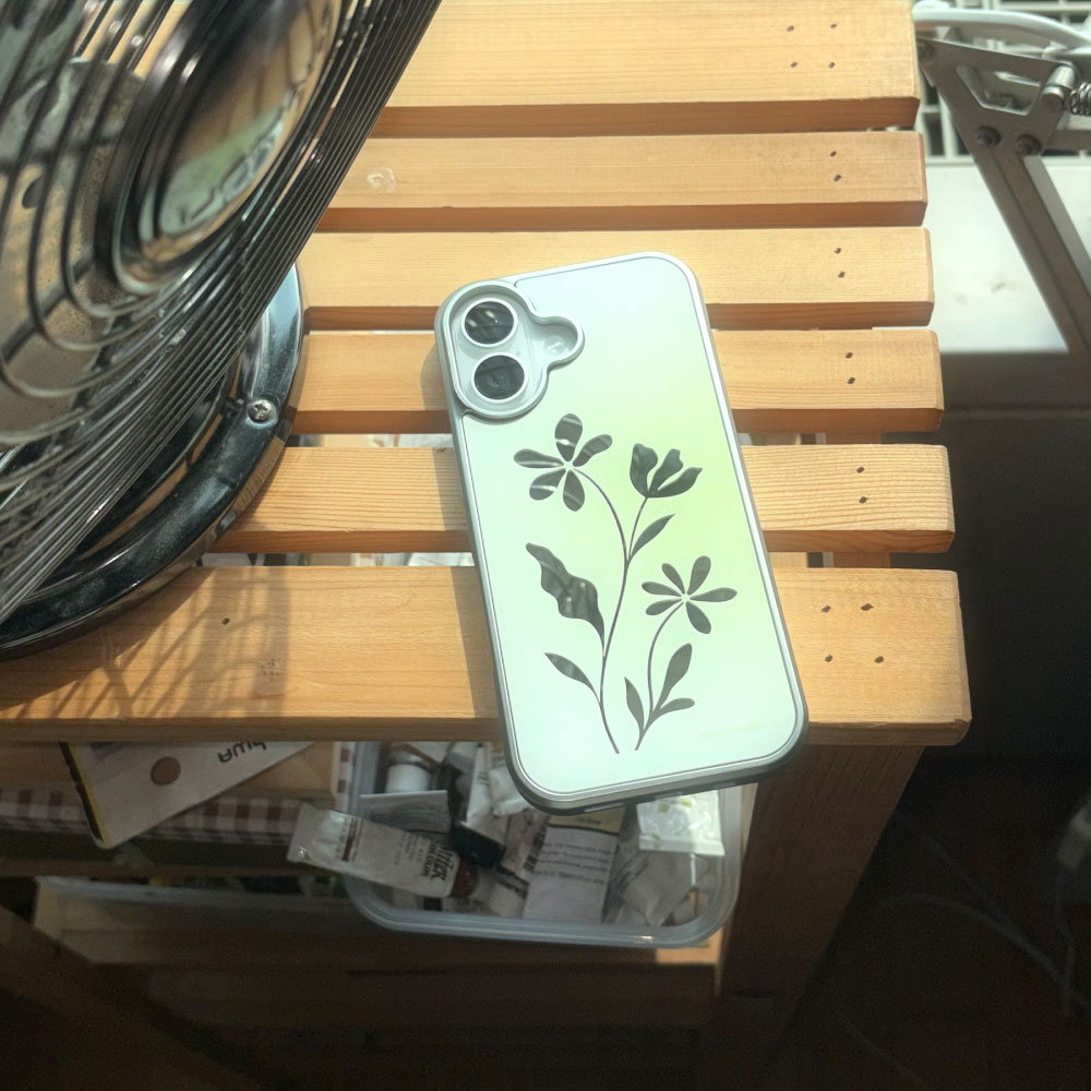 비비블 하우스 실버미러 초록꽃 폰케이스(BIBIBL HOUSE Silver Green Flower Phone Case) - 3