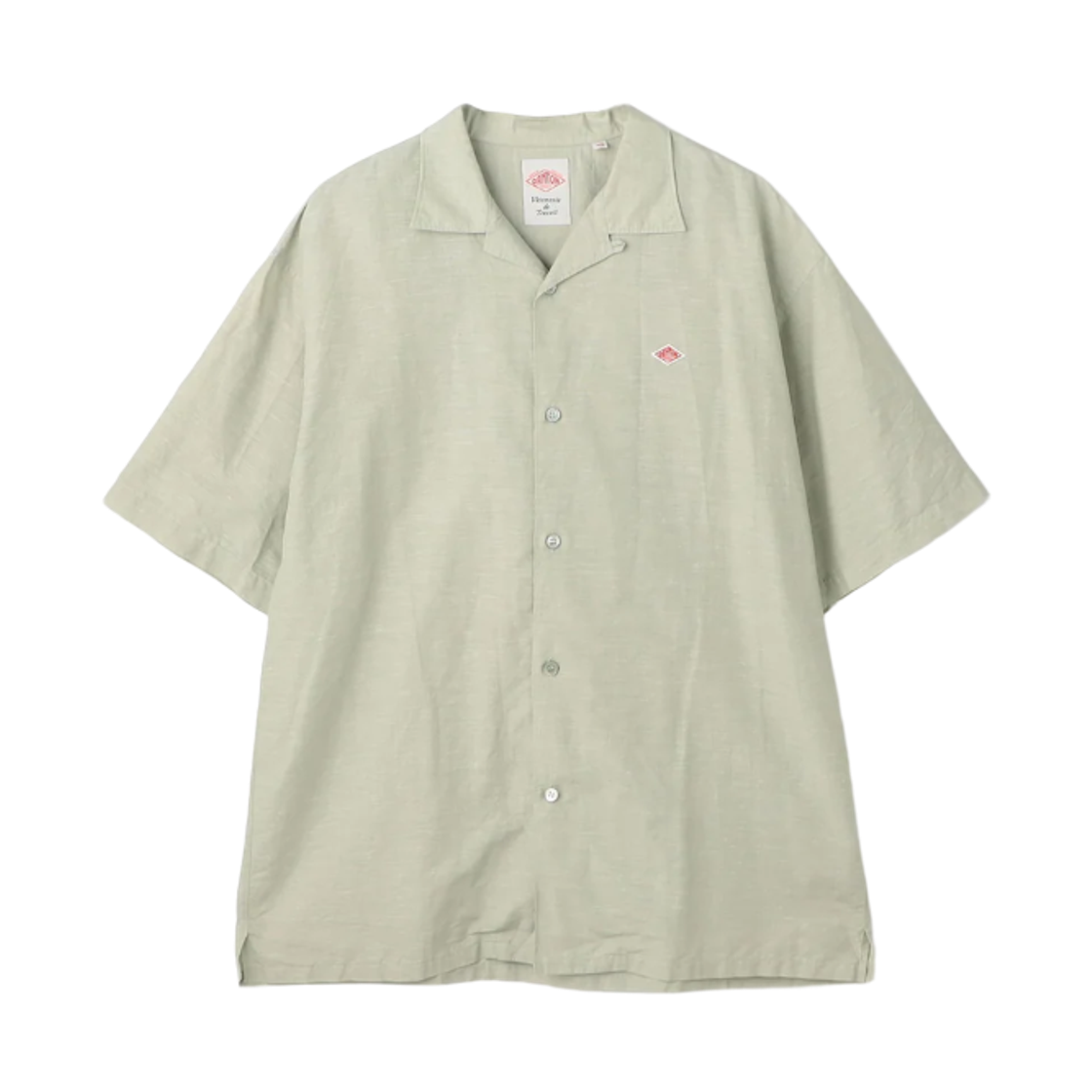 DT-B0436 Danton Cotton Linen Slub Open Collar Shirt Light Green