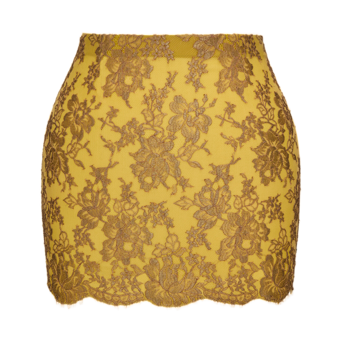 (W) 생로랑 레이스 미니 스커트 오르 누드((W) Saint Laurent Lace Mini Skirt Or Nude) - 1
