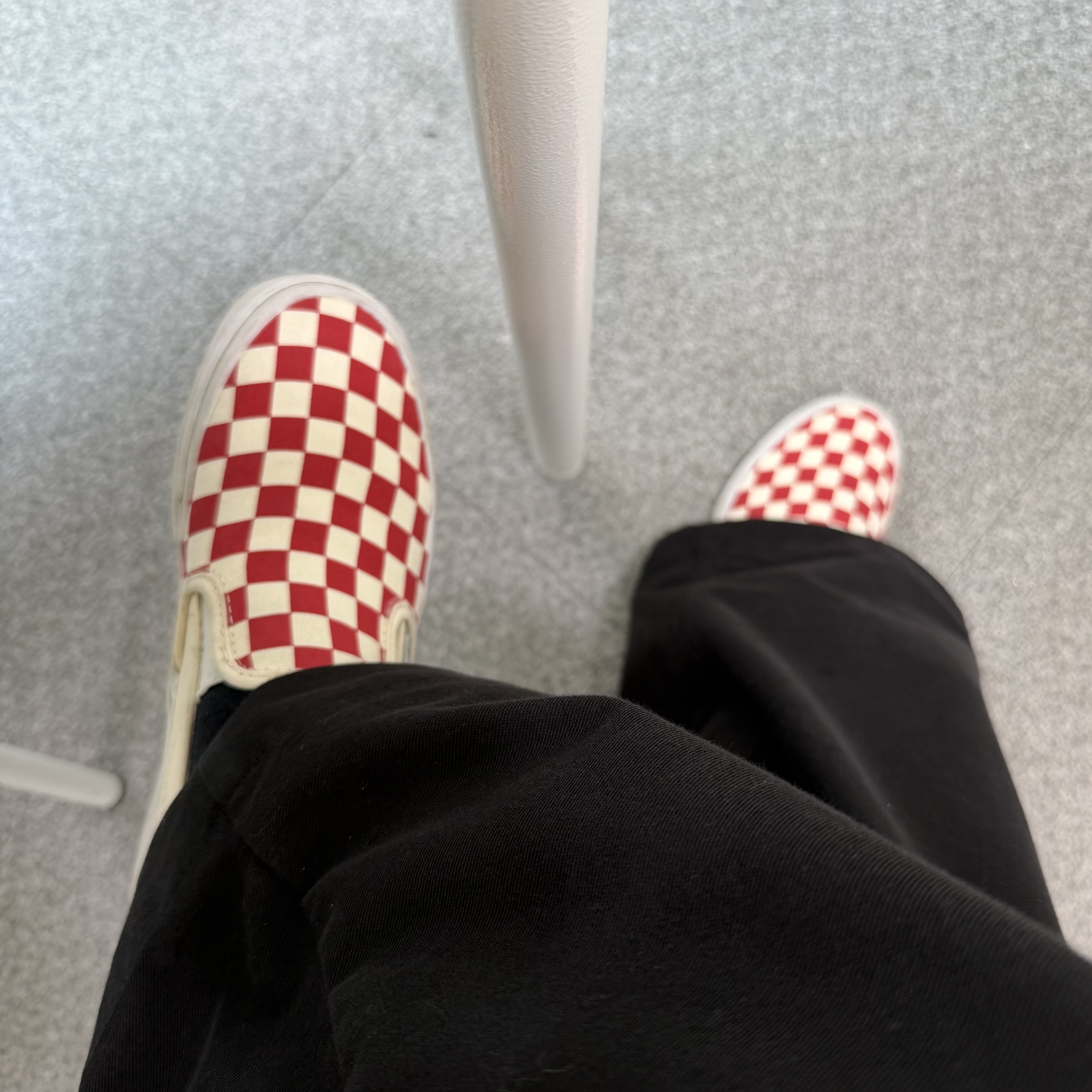 Vans Classic Slip-On Mule Checkerboard Red White 착용 스타일
