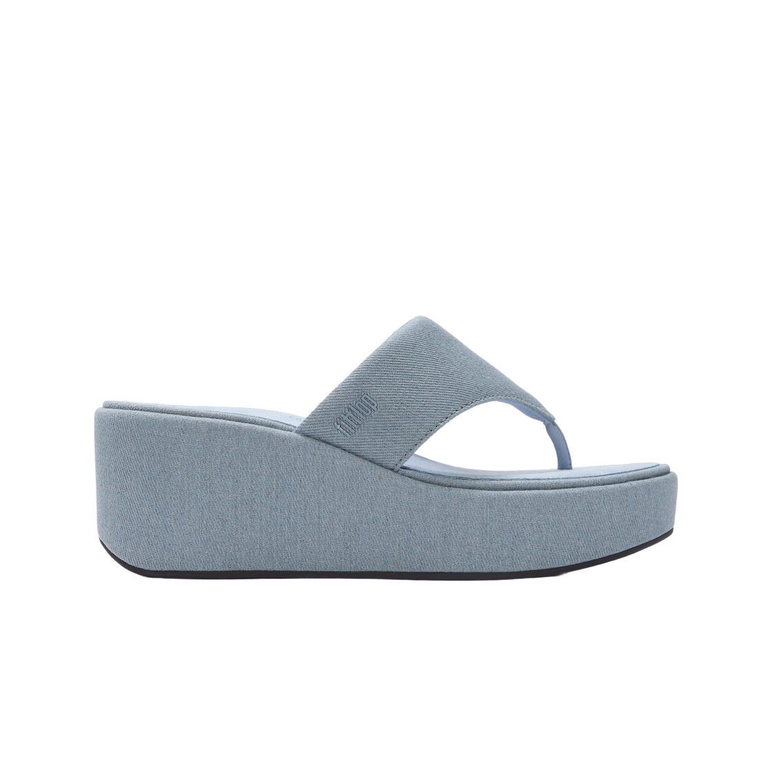 (W) 핏플랍 플랫폼 데님 웨지 토 포스트 샌들 라이트 데님((W) FITFLOP Platfforms Denim Wedge Toe-Post Sandals Light Denim)